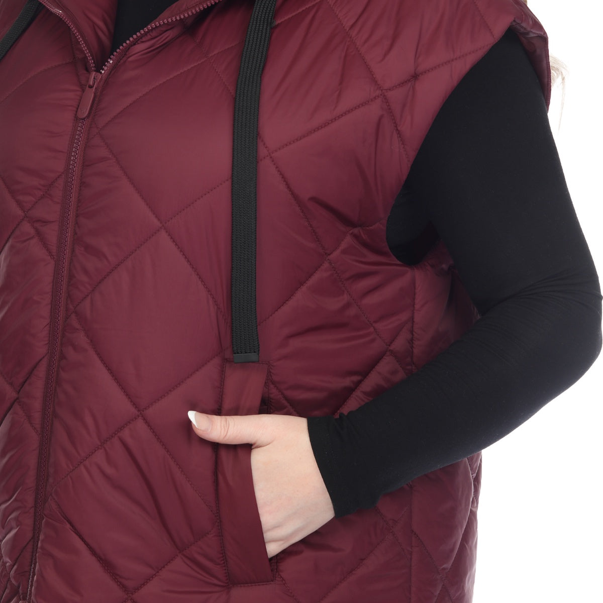  White Mark Plus Size Diamond Quilted Hooded Puffer Vest - 1X - Bonton