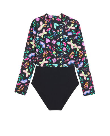 Butterfly Dream Long Sleeve Zip Front One Piece