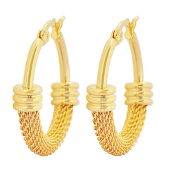 Half Mesh Hoop Linked Earrings