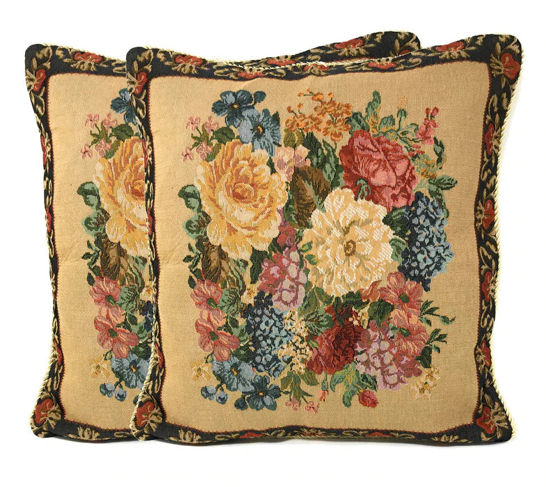  DaDa Bedding Collection DaDa Bedding Breath of Spring Dark Border Floral Elegant Throw Pillow Cushion Cover 18