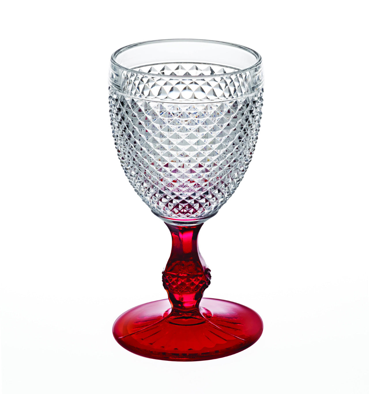  Vista Alegre Bicos Bicolor Goblets with Colored Stem Set of 4 - Red - Bonton