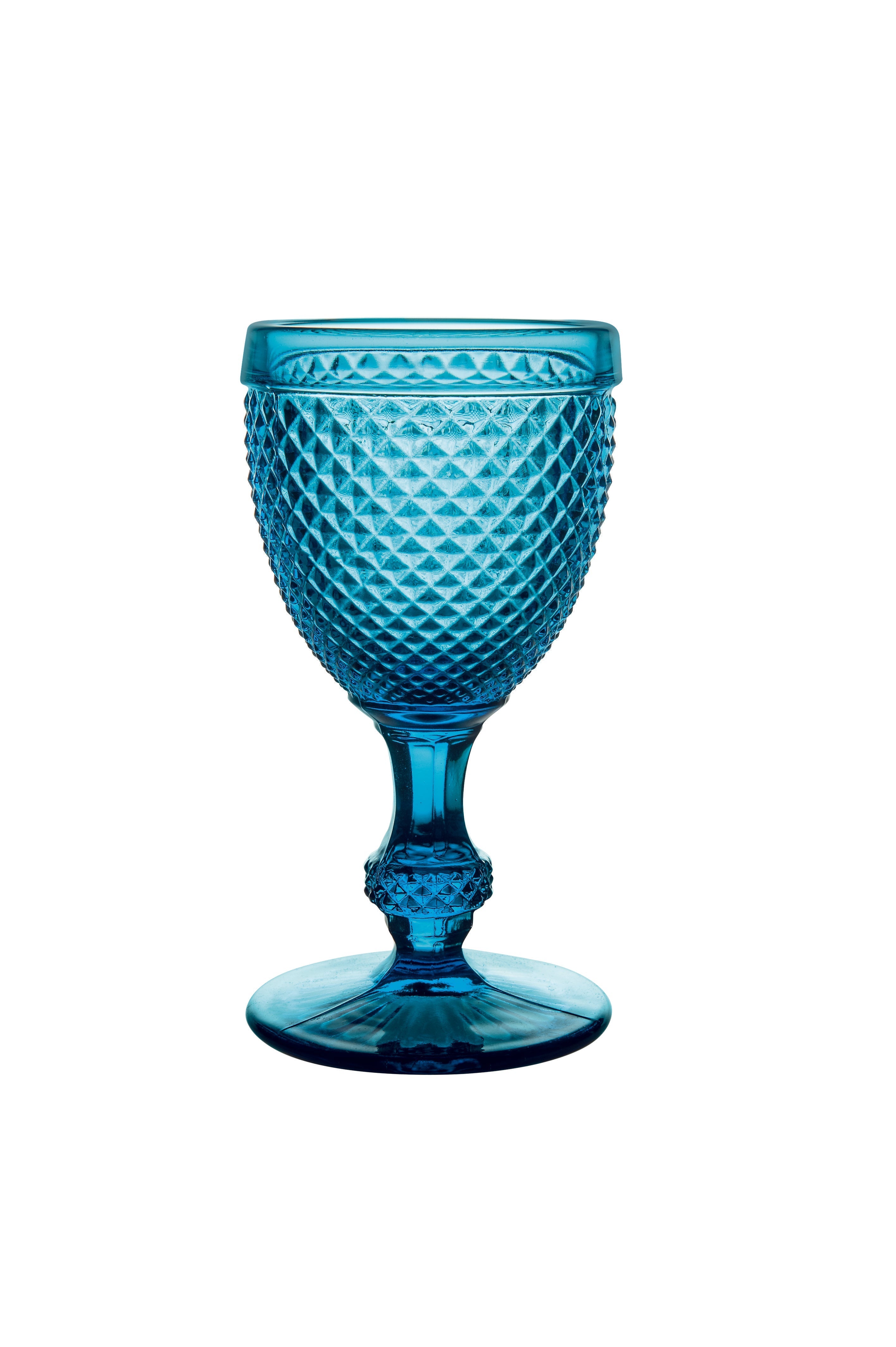  Vista Alegre Bicos Water Goblet Glasses Set of 4 - Blue - Bonton