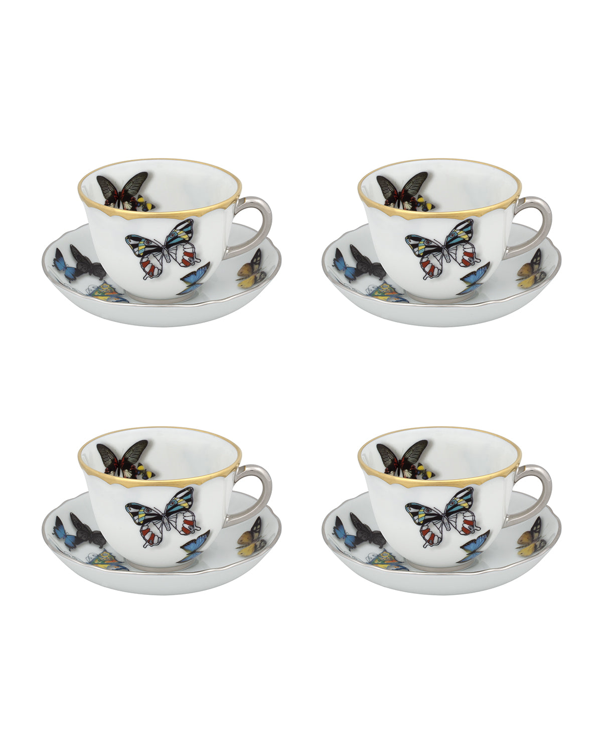  Christian Lacroix by Vista Alegre Butterfly Parade Coffee Cups & Saucers Set of 4 - Multi - Bonton