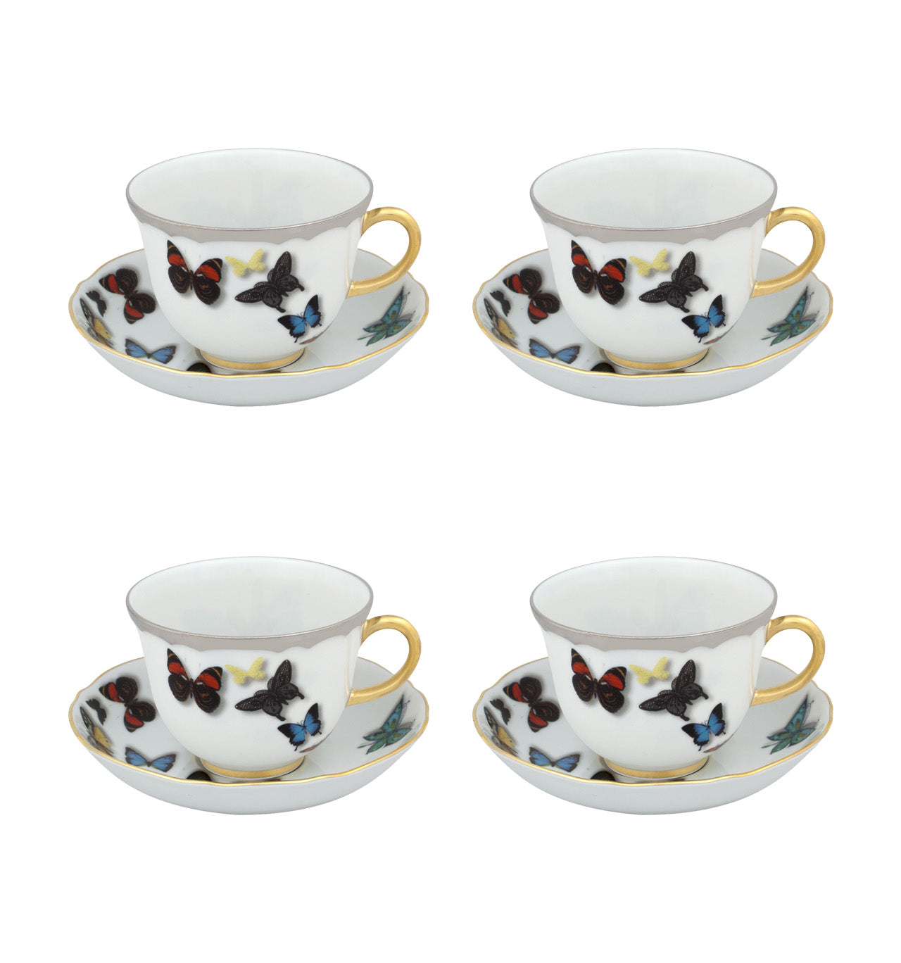  Christian Lacroix by Vista Alegre Butterfly Parade Tea Cups & Saucers Set of 4 - Multi - Bonton