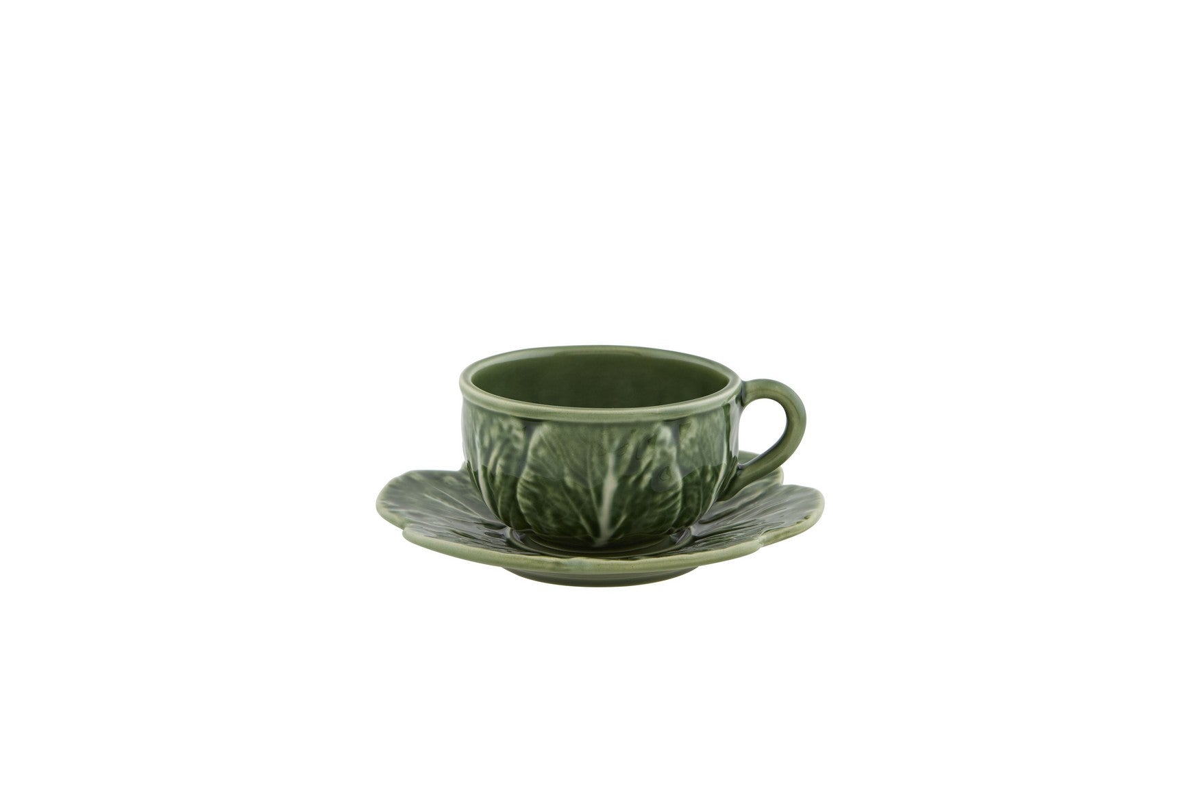  Bordallo Pinheiro Cabbage Tea Cups & Saucers Set of 4 - Green - Bonton