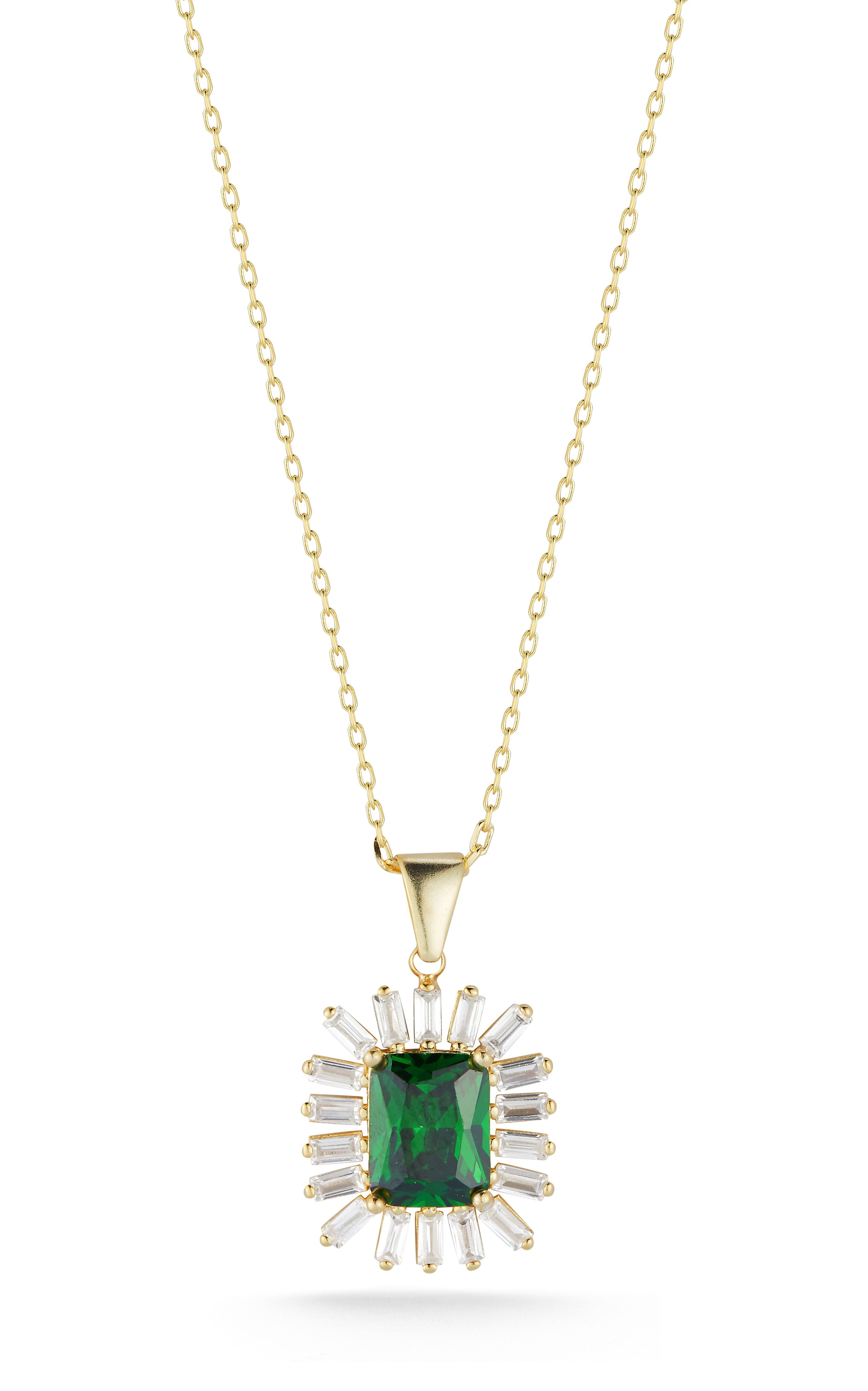  Relativity 14K Gold Over Silver Emerald Necklace - Gold - Bonton