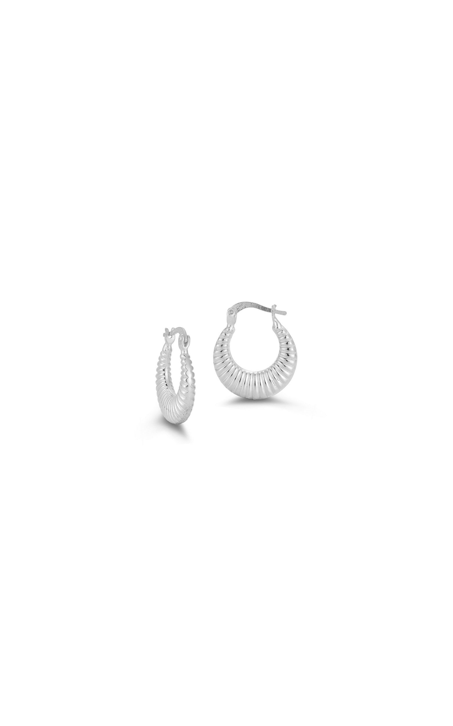  Relativity Ribbed Hoop Earrings 1 - Silver - Bonton