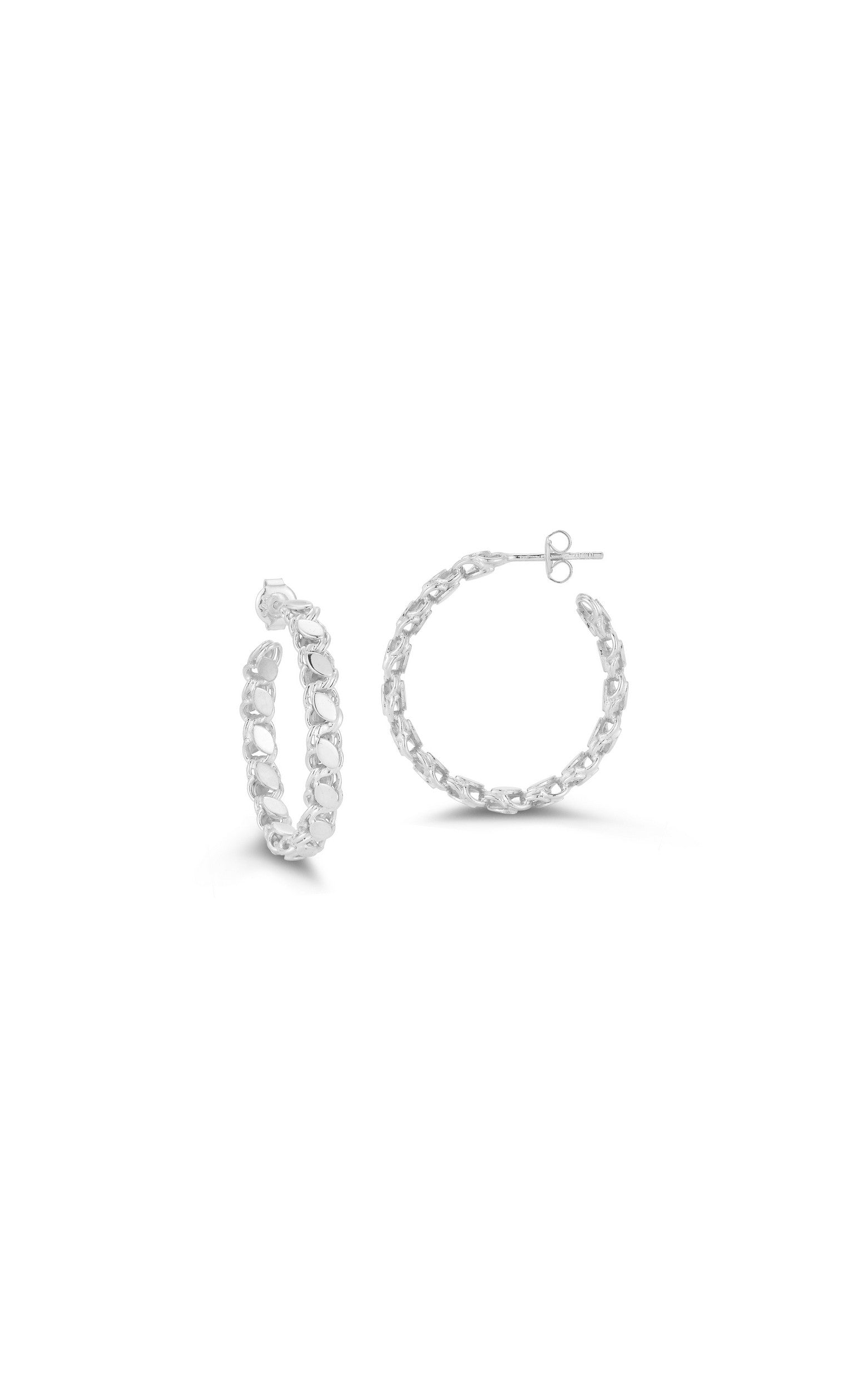  Relativity Medium Chain Hoop Earrings - Silver - Bonton