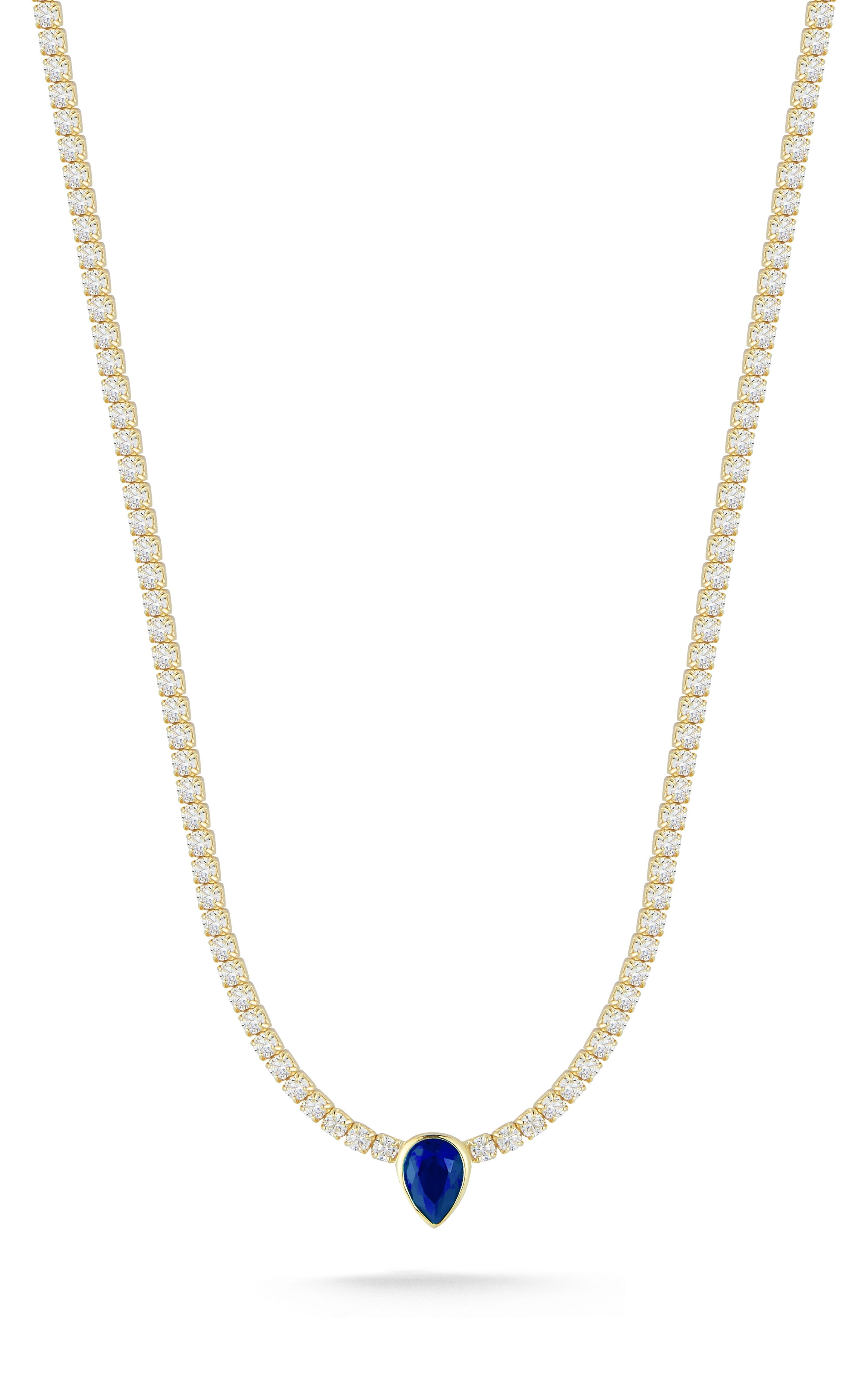  Relativity Tennis Necklace with Pear Shaped Stone - Gold - Bonton