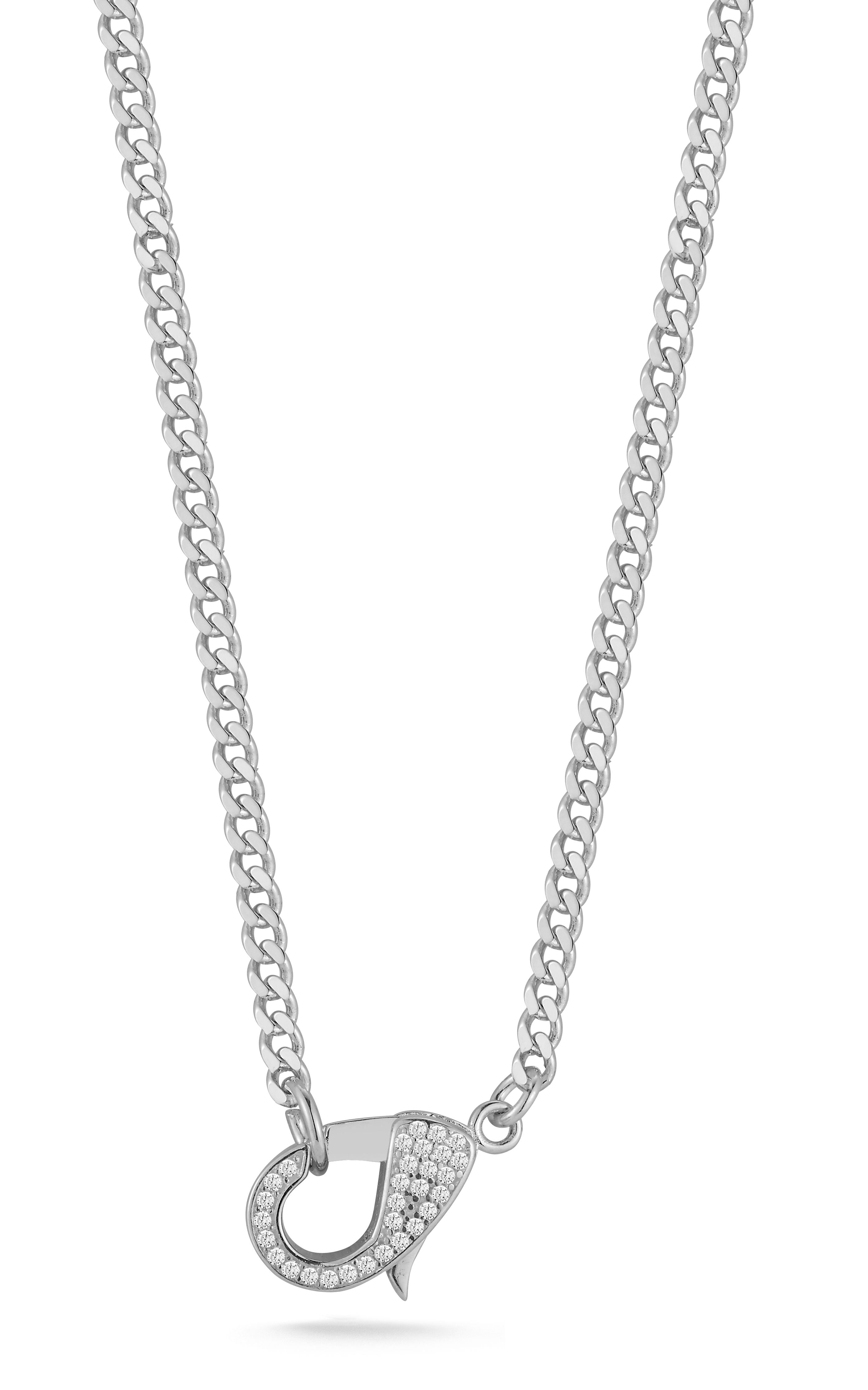  Relativity Oversized Lobster Clasp Necklace - Silver - Bonton