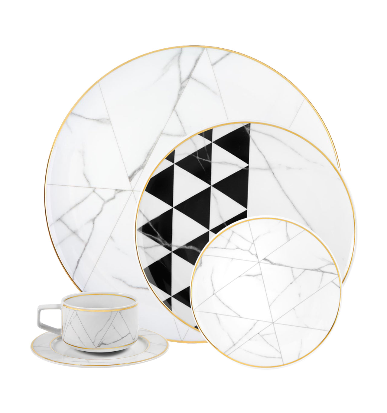  Vista Alegre Carrara 5 Piece Place Setting - Black/White - Bonton