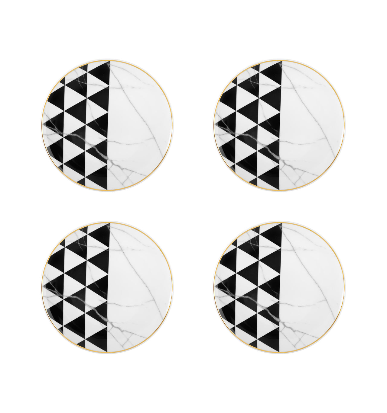  Vista Alegre Carrara Dessert Plates Set of 4 - Black/White - Bonton