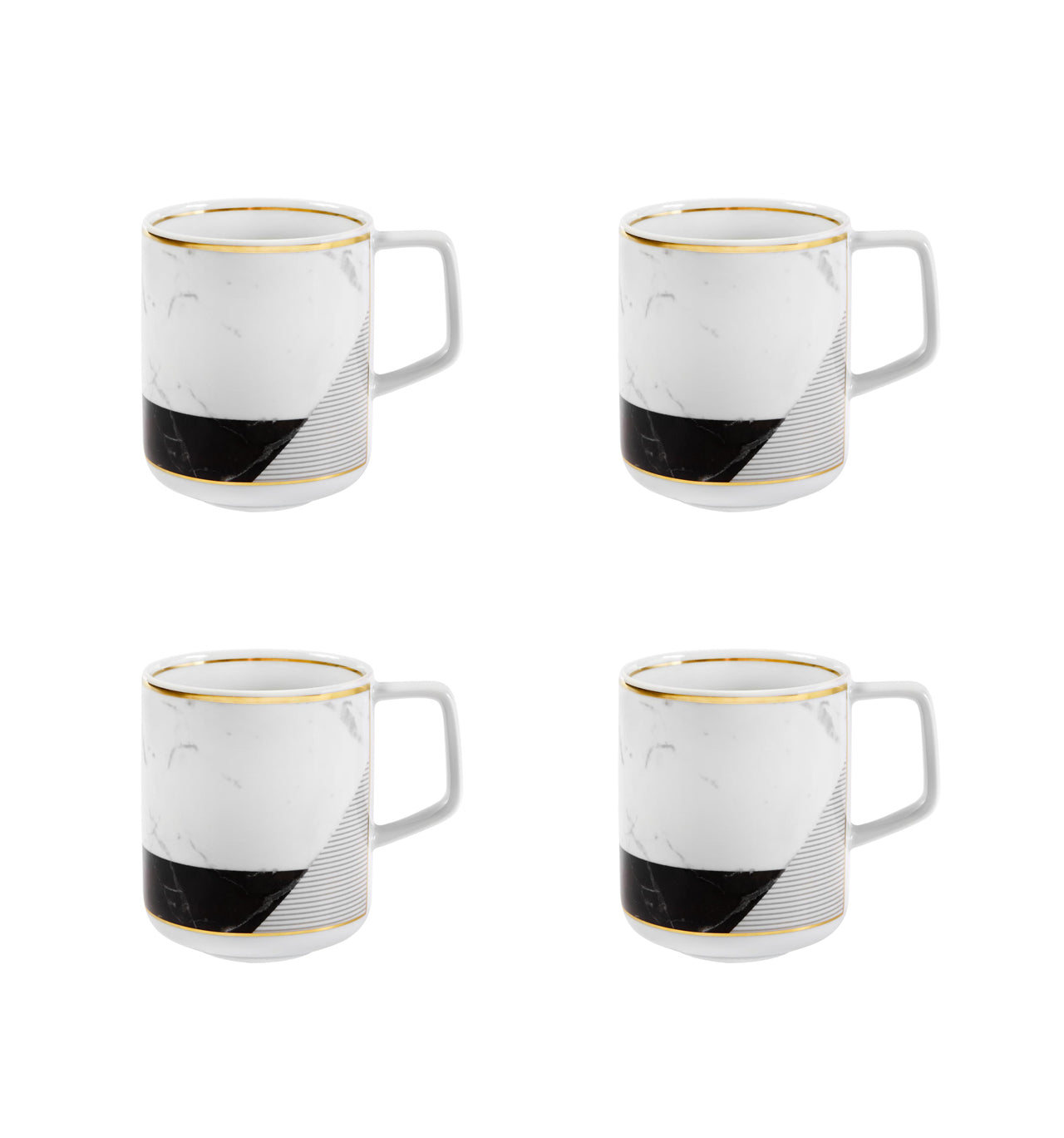  Vista Alegre Carrara Mugs Set of 4 - Black/White - Bonton