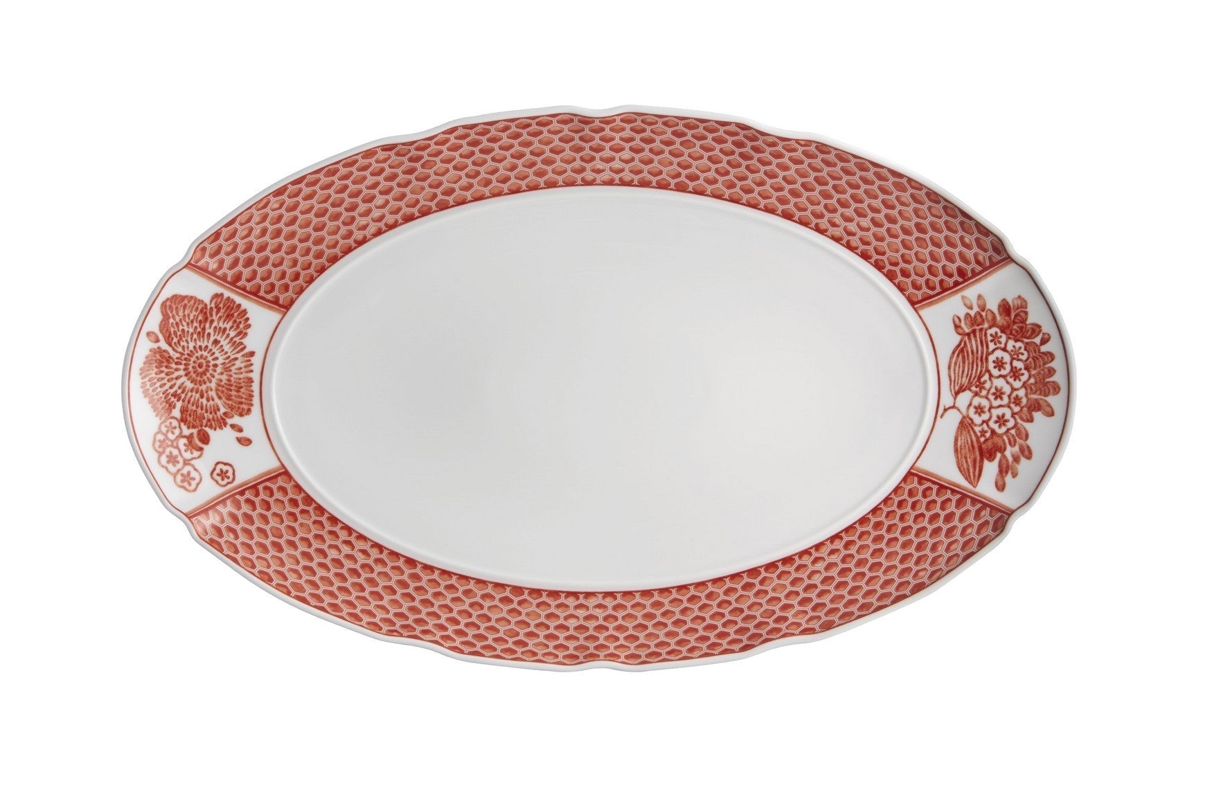  Vista Alegre Coralina Large Oval Platter - White/Orange - Bonton