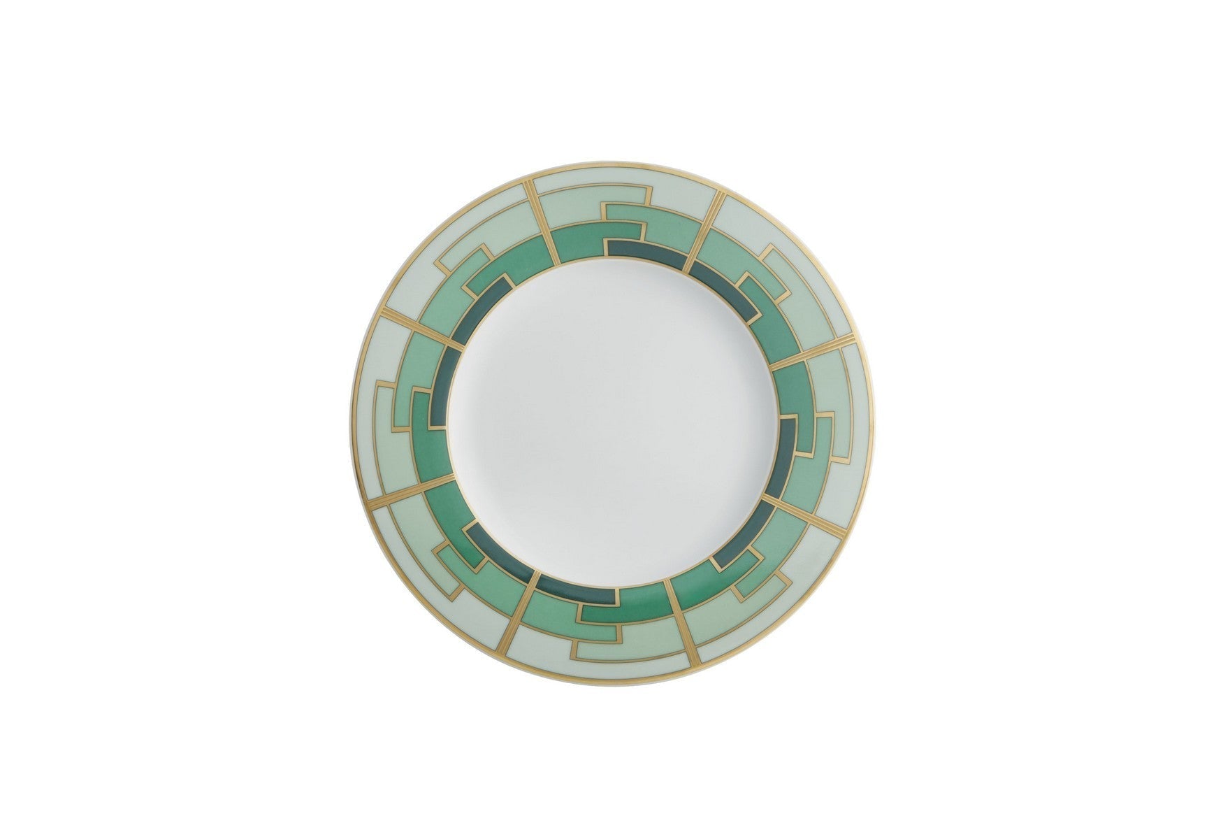  Vista Alegre Emerald Dessert Plates Set of 4 - White/Green - Bonton