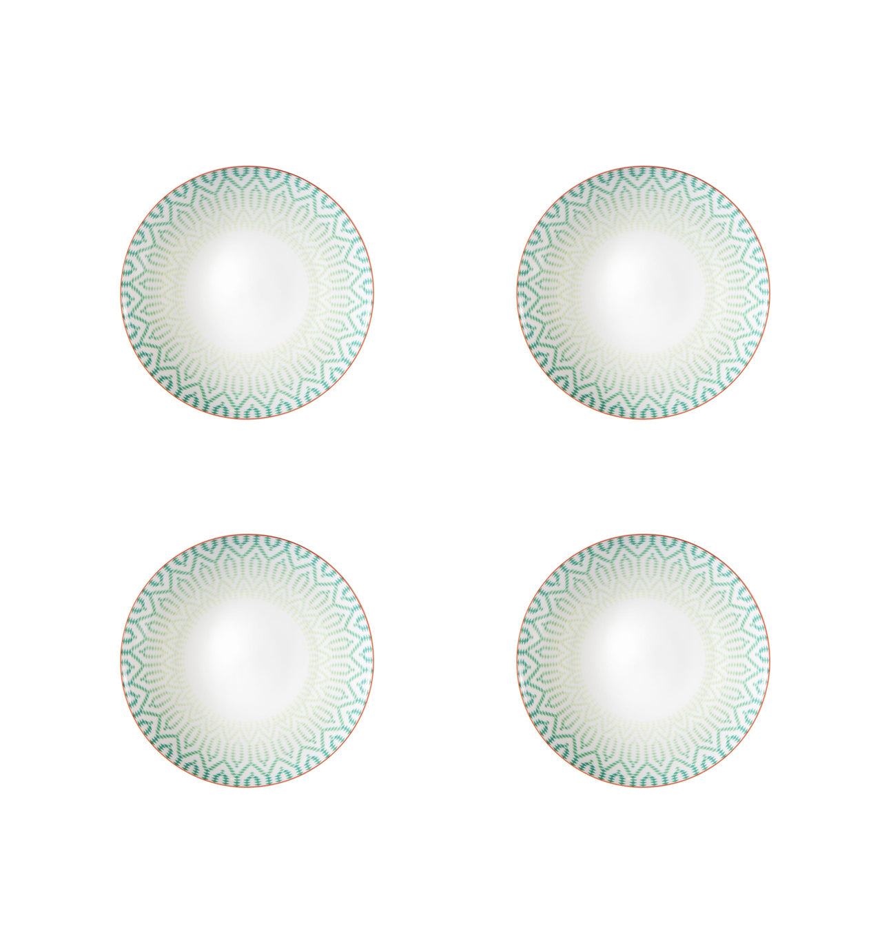  Vista Alegre Fiji Dinner Plates Set of 4 - Aqua/Orange/White - Bonton