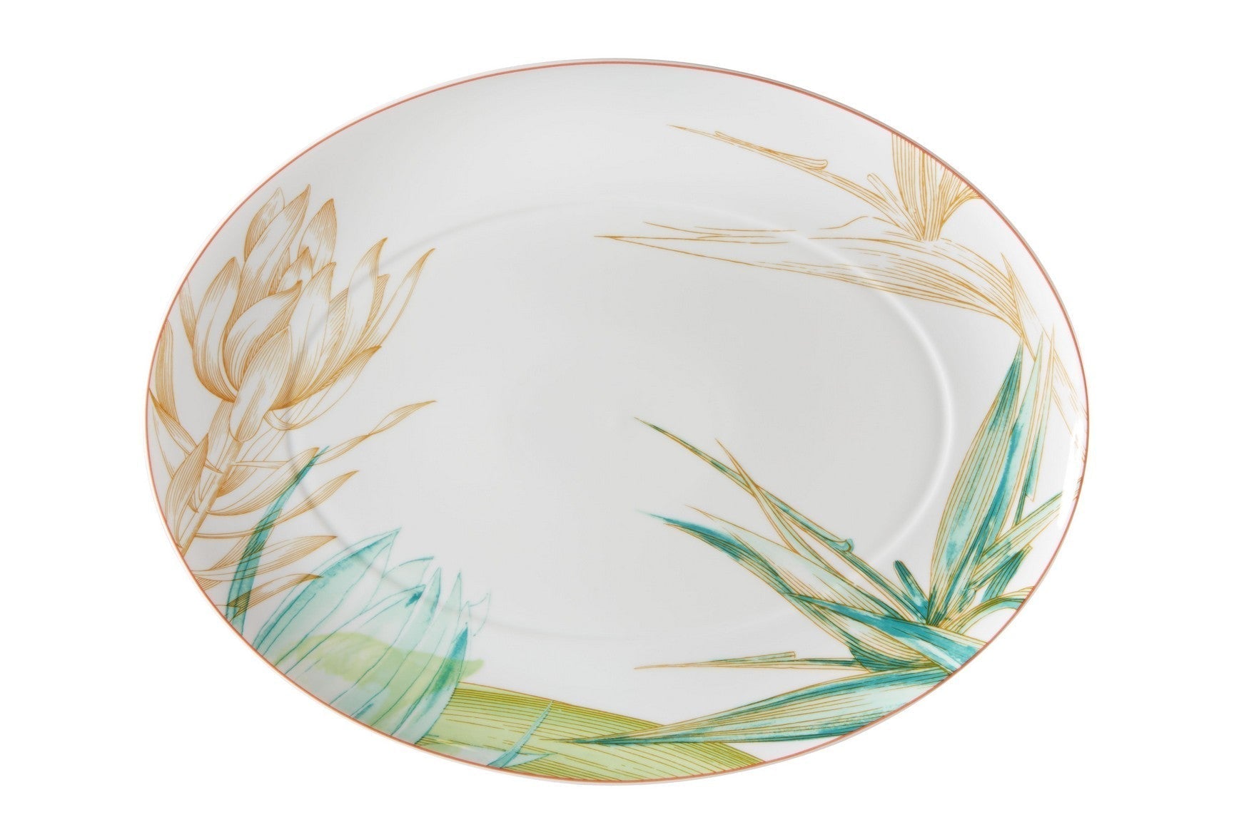  Vista Alegre Fiji Large Oval Platter - Aqua/Orange/White - Bonton