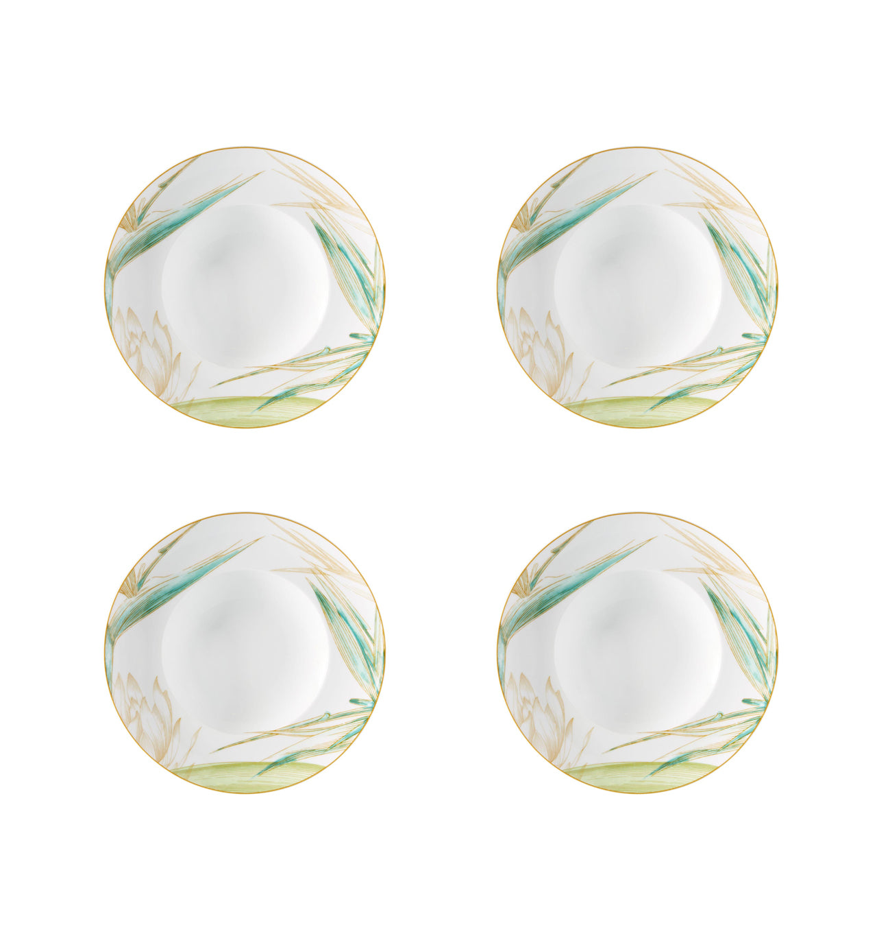  Vista Alegre Fiji Soup Plates Set of 4 - Aqua/Orange/White - Bonton