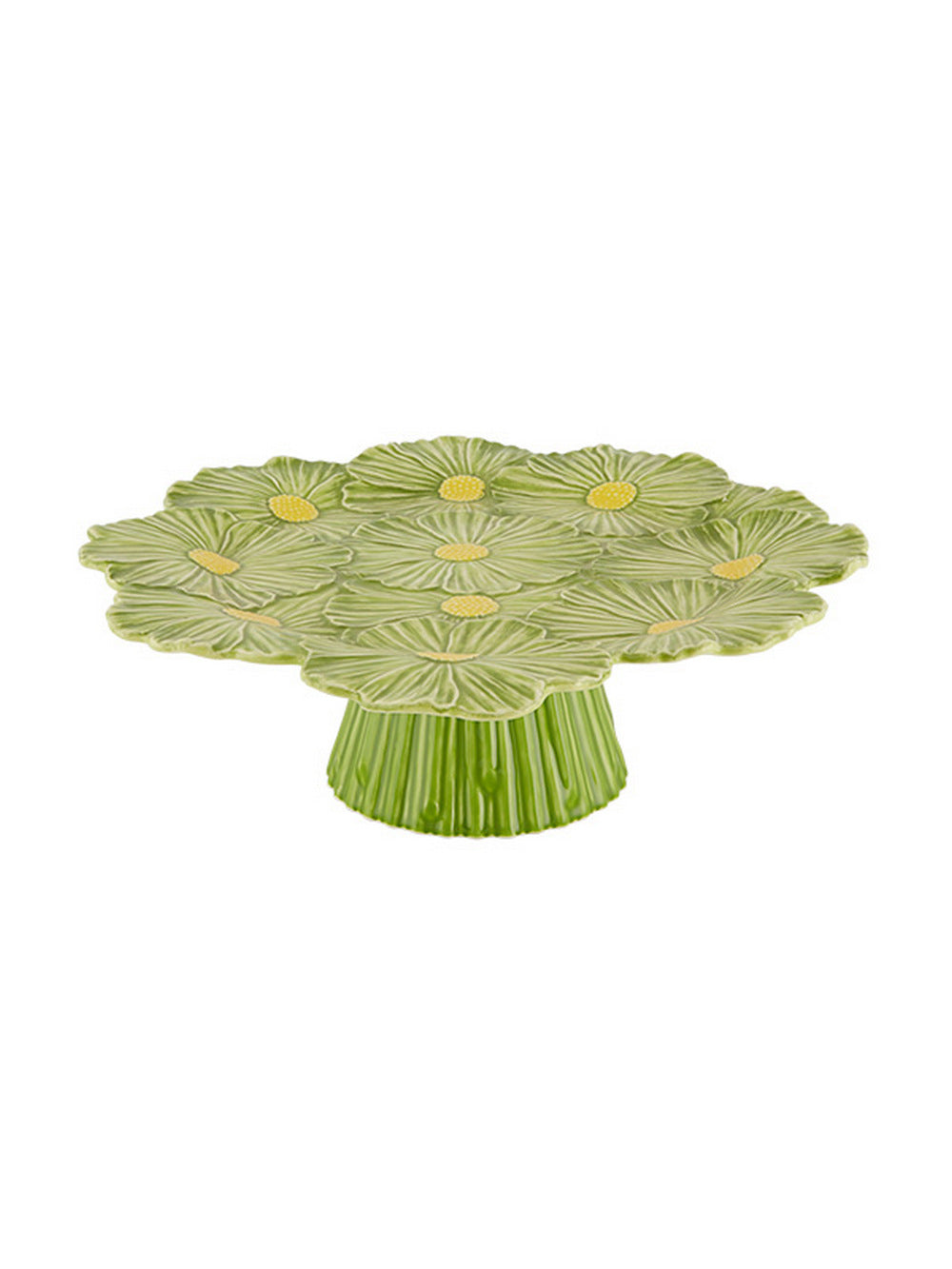  Bordallo Pinheiro Maria Flor Large Cake Stand - Green/Yellow - Bonton