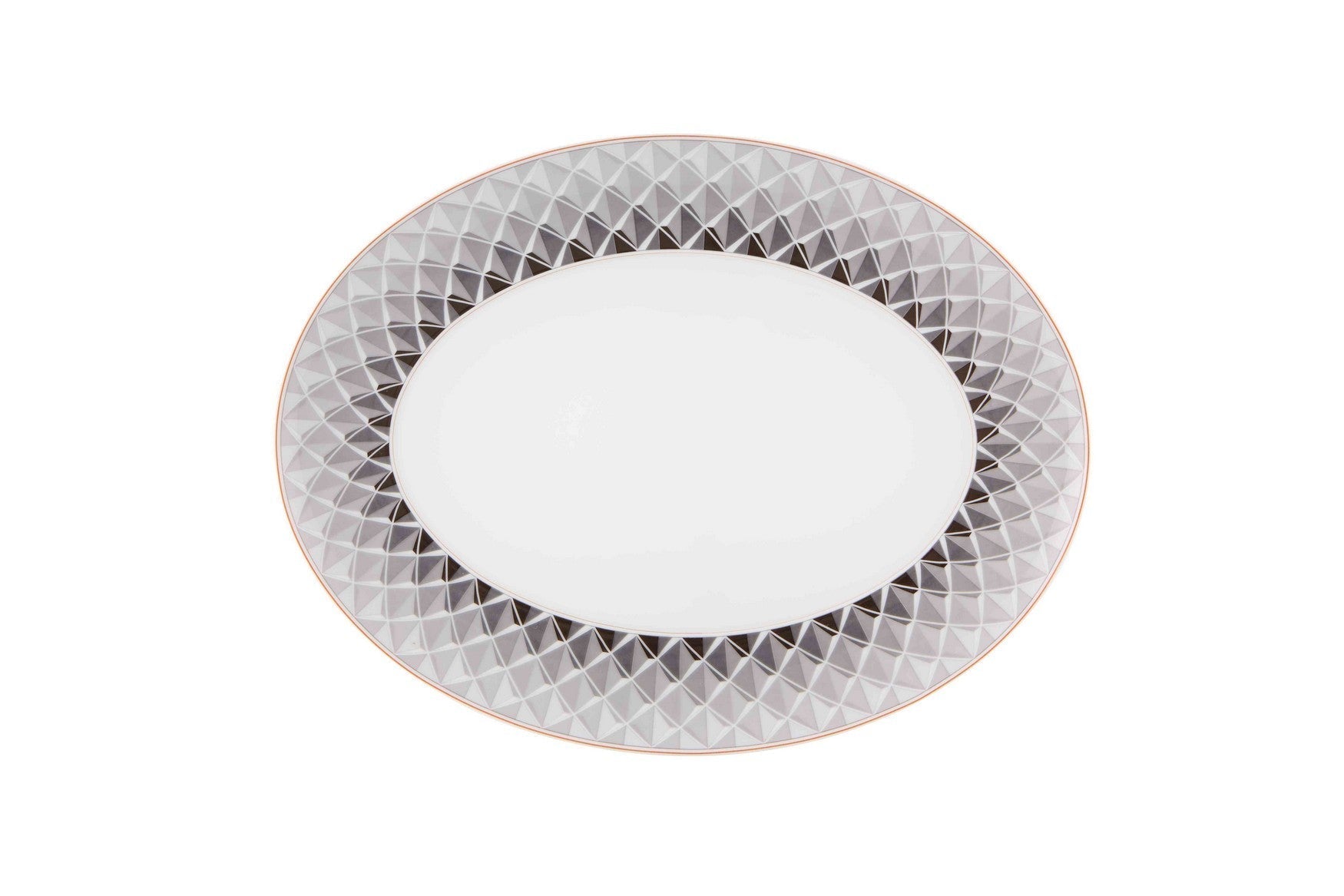  Vista Alegre Maya Small Oval Platter - Grey/White - Bonton