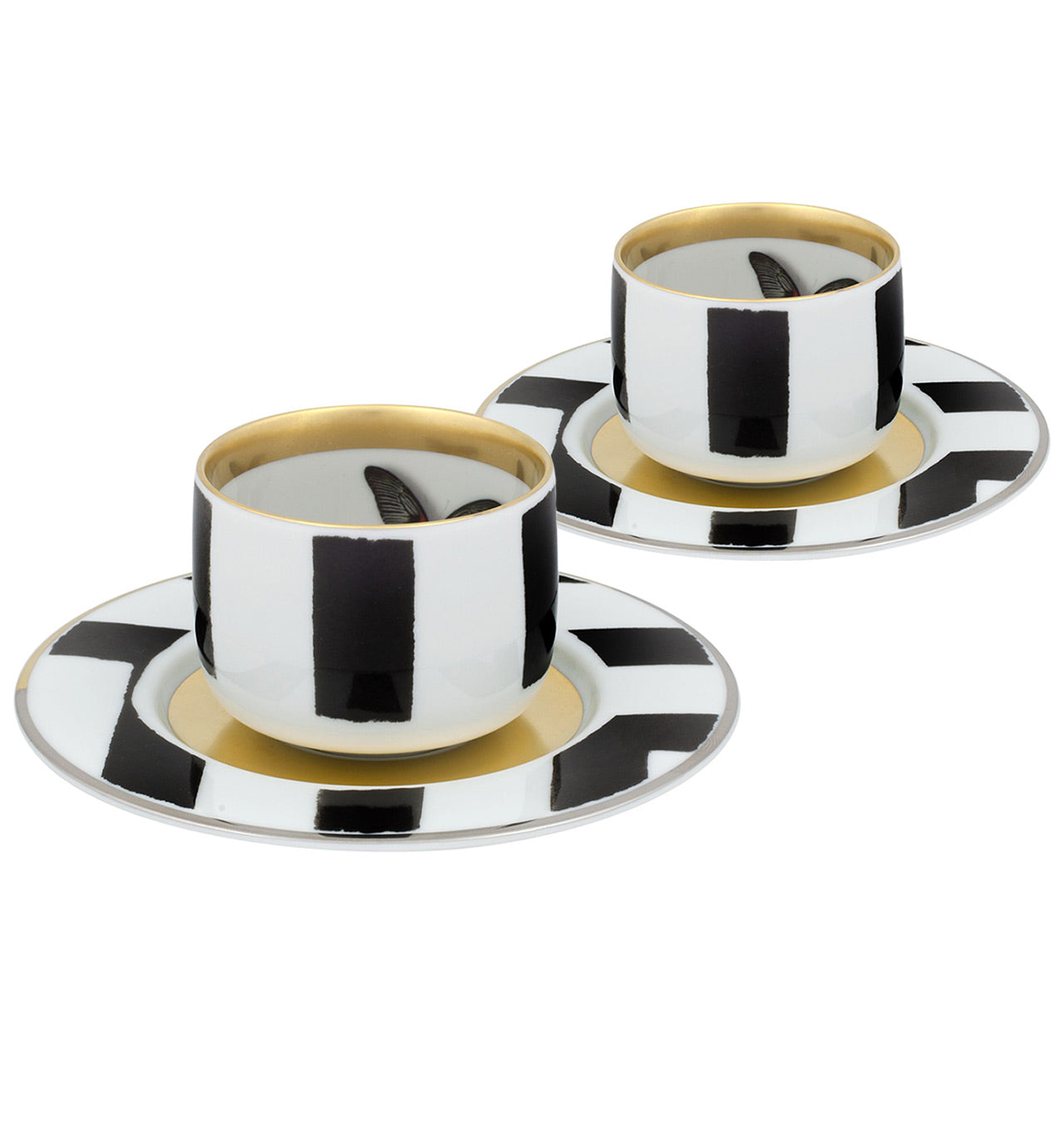  Christian Lacroix by Vista Alegre Sol Y Sombra Coffee Cups & Saucers Set of 2 - Black/White - Bonton