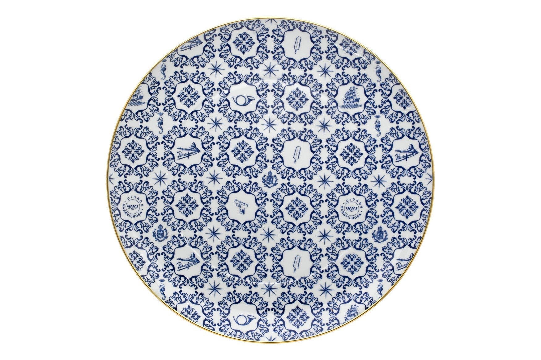  Vista Alegre Transatlantica Extra Large Charger Plate - Blue/White - Bonton