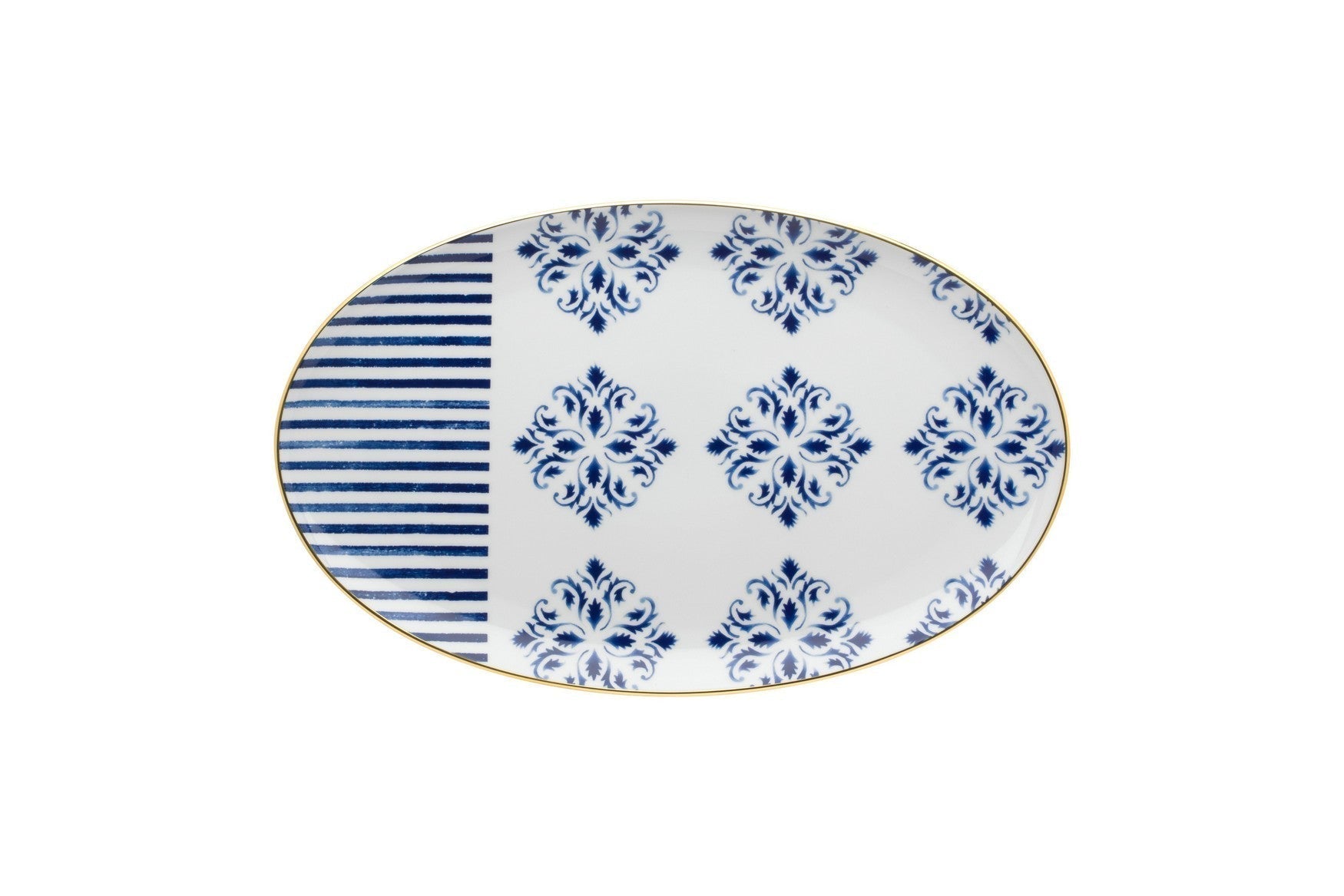  Vista Alegre Transatlantica Large Oval Platter - Blue/White - Bonton