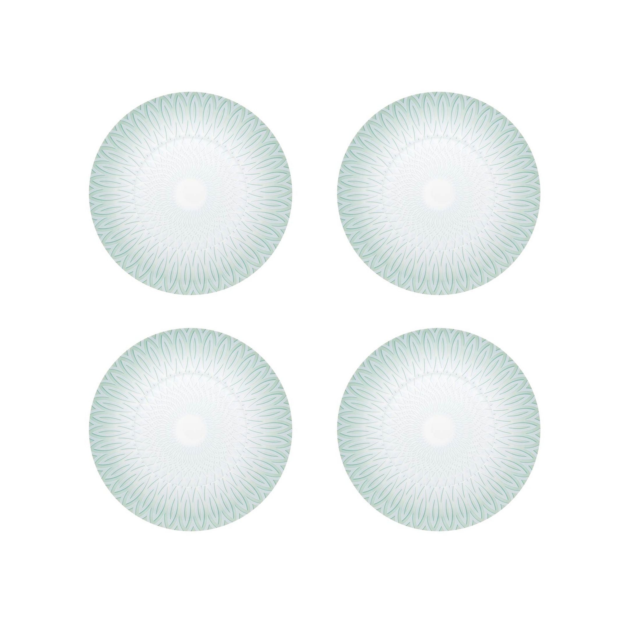  Vista Alegre Venezia Dessert Plates Set of 4 - Aqua/White - Bonton