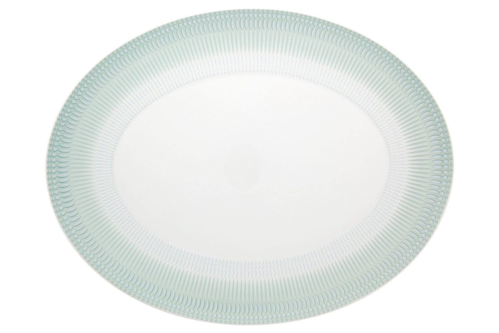  Vista Alegre Venezia Large Oval Platter - Aqua/White - Bonton