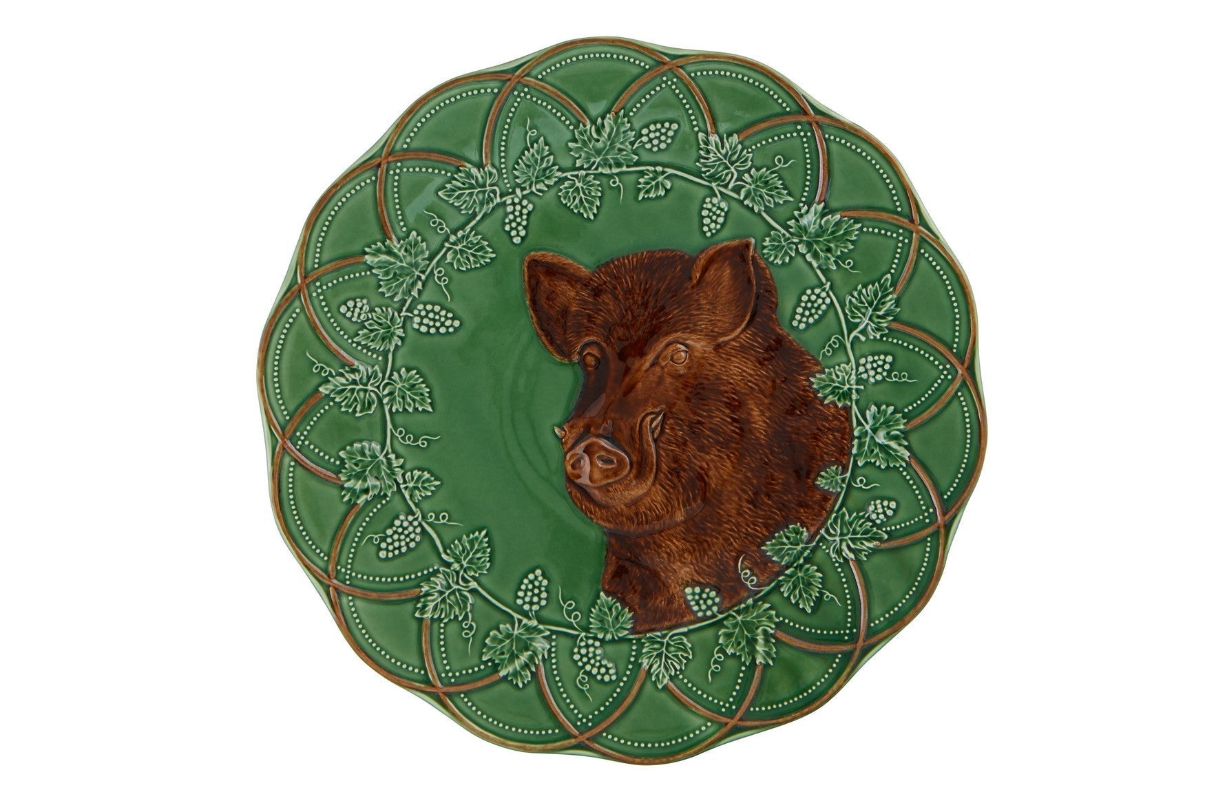  Bordallo Pinheiro Woods Boar Plate - Green - Bonton