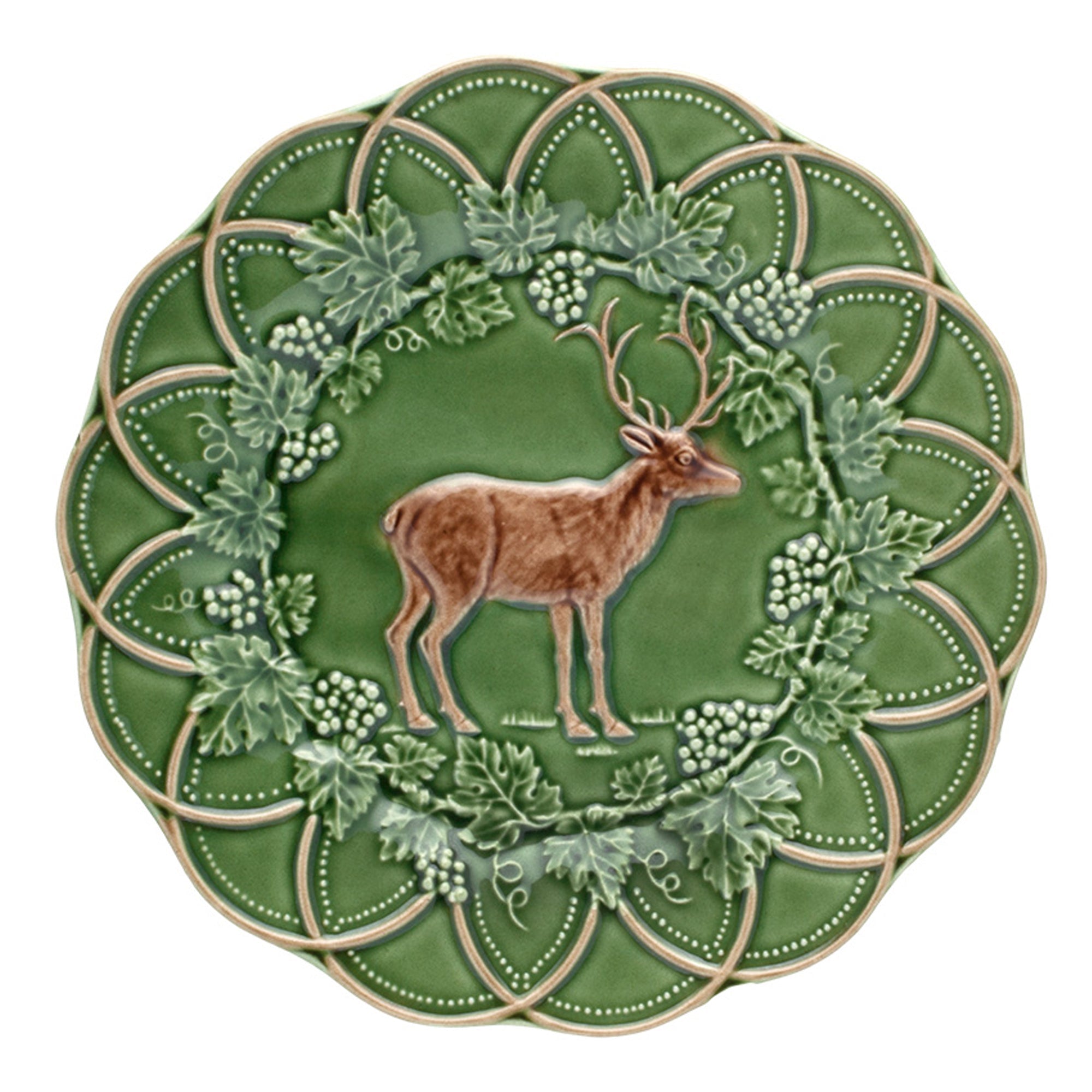  Bordallo Pinheiro Woods Deer Snack Plates Set of 4 - Green - Bonton