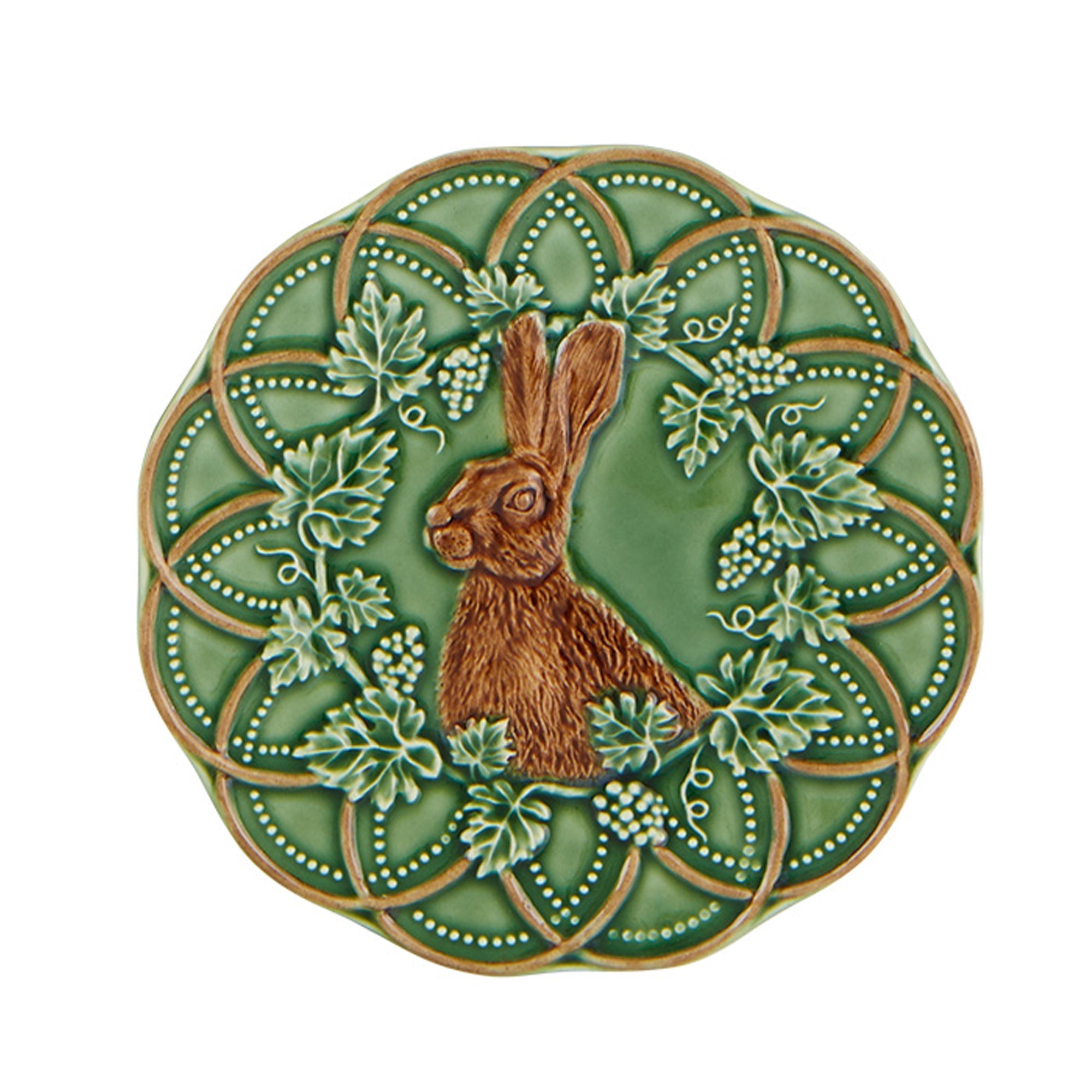  Bordallo Pinheiro Woods Hare Bread & Butter Plates Set of 4 - Green - Bonton