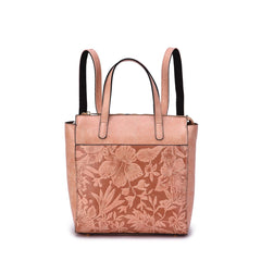 Shia 3D Embossed Floral Convertible Shoulder Bag/Backpack