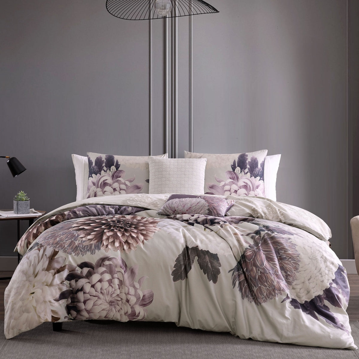  Bebejan Bebejan Dahlia Purple 5 Piece Reversible Comforter Set - QUEEN - Bonton