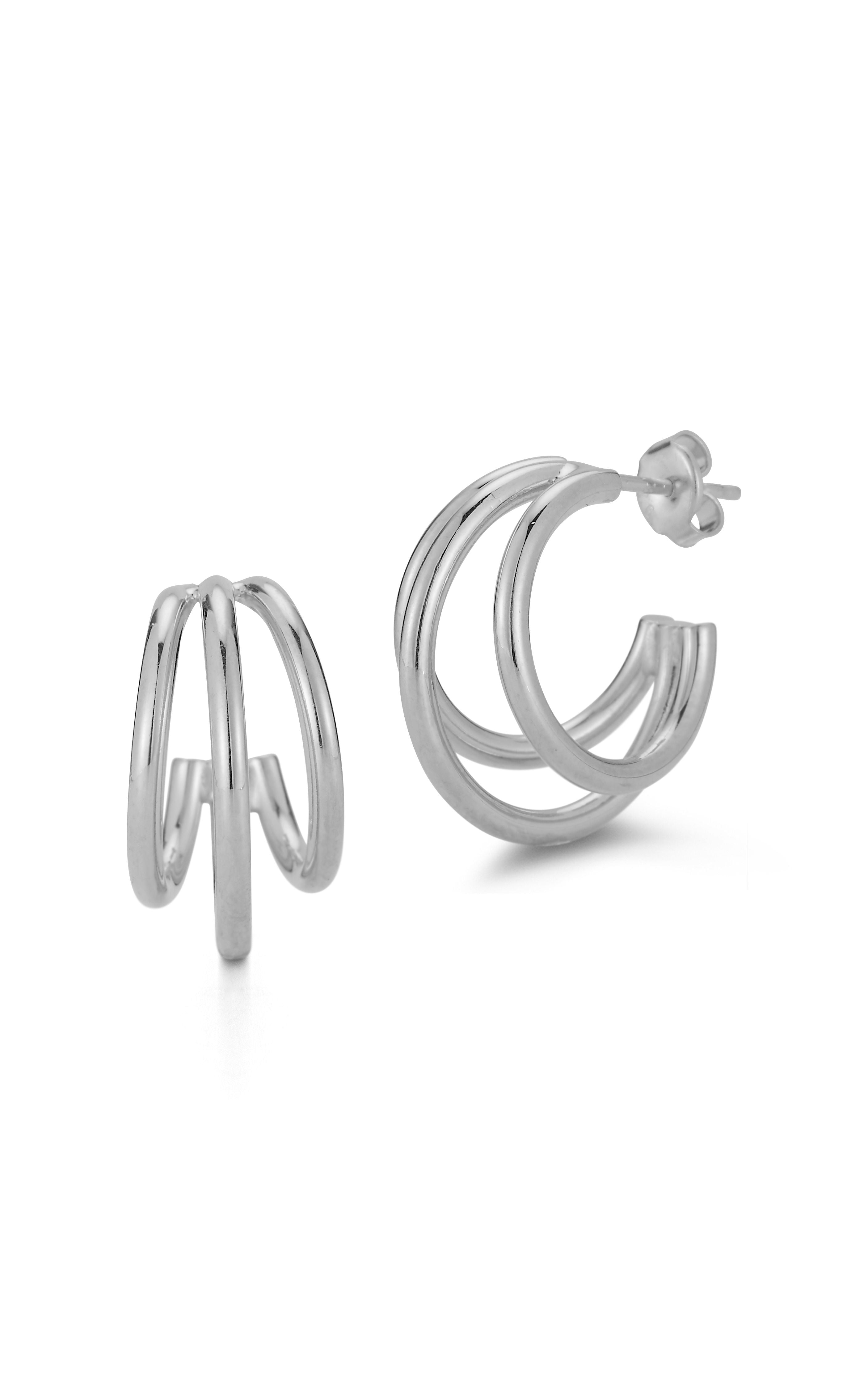  Relativity Triple Hoop Earrings 2 - Silver - Bonton