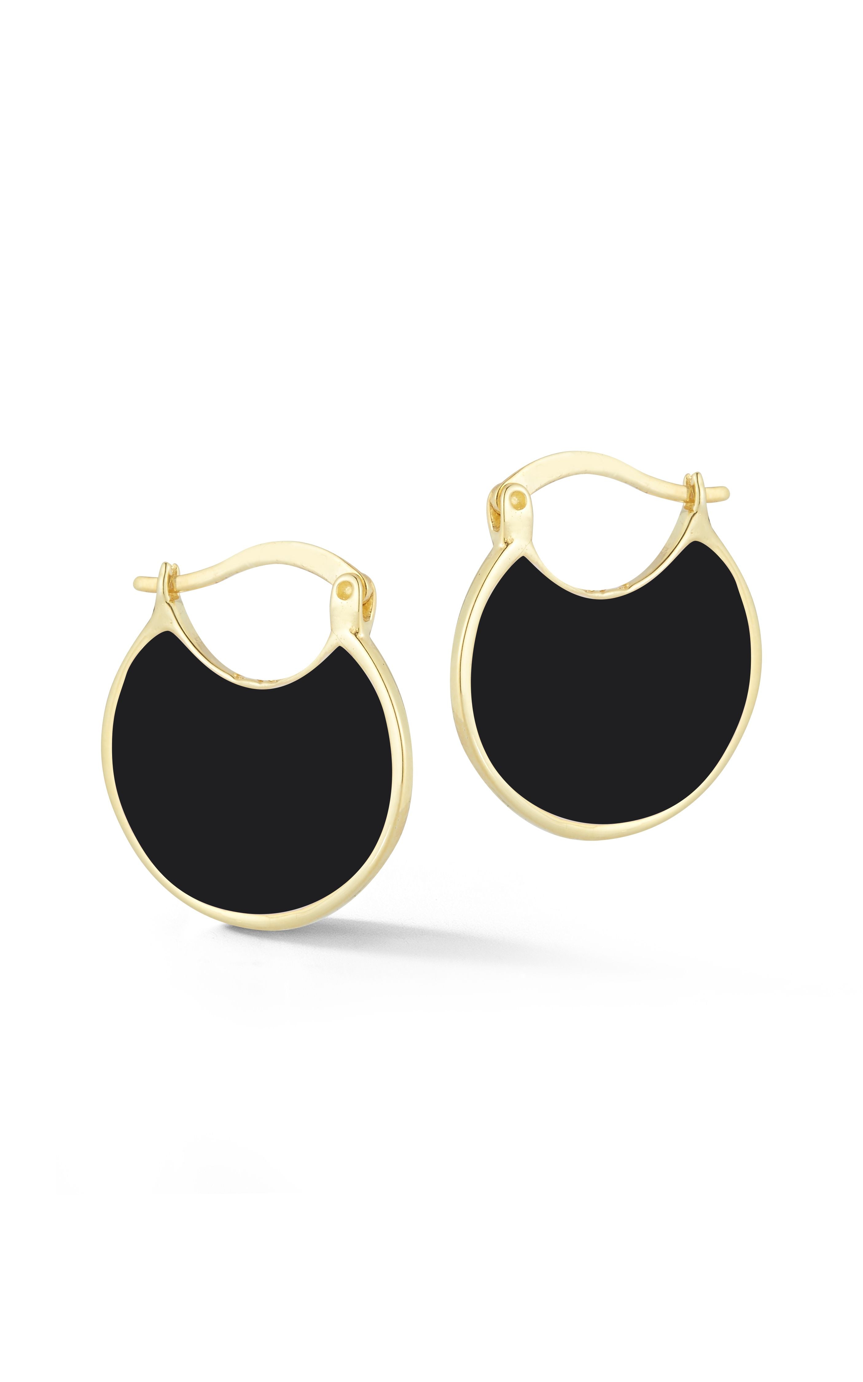  Relativity Enamel Hoop Earrings - Golden - Bonton