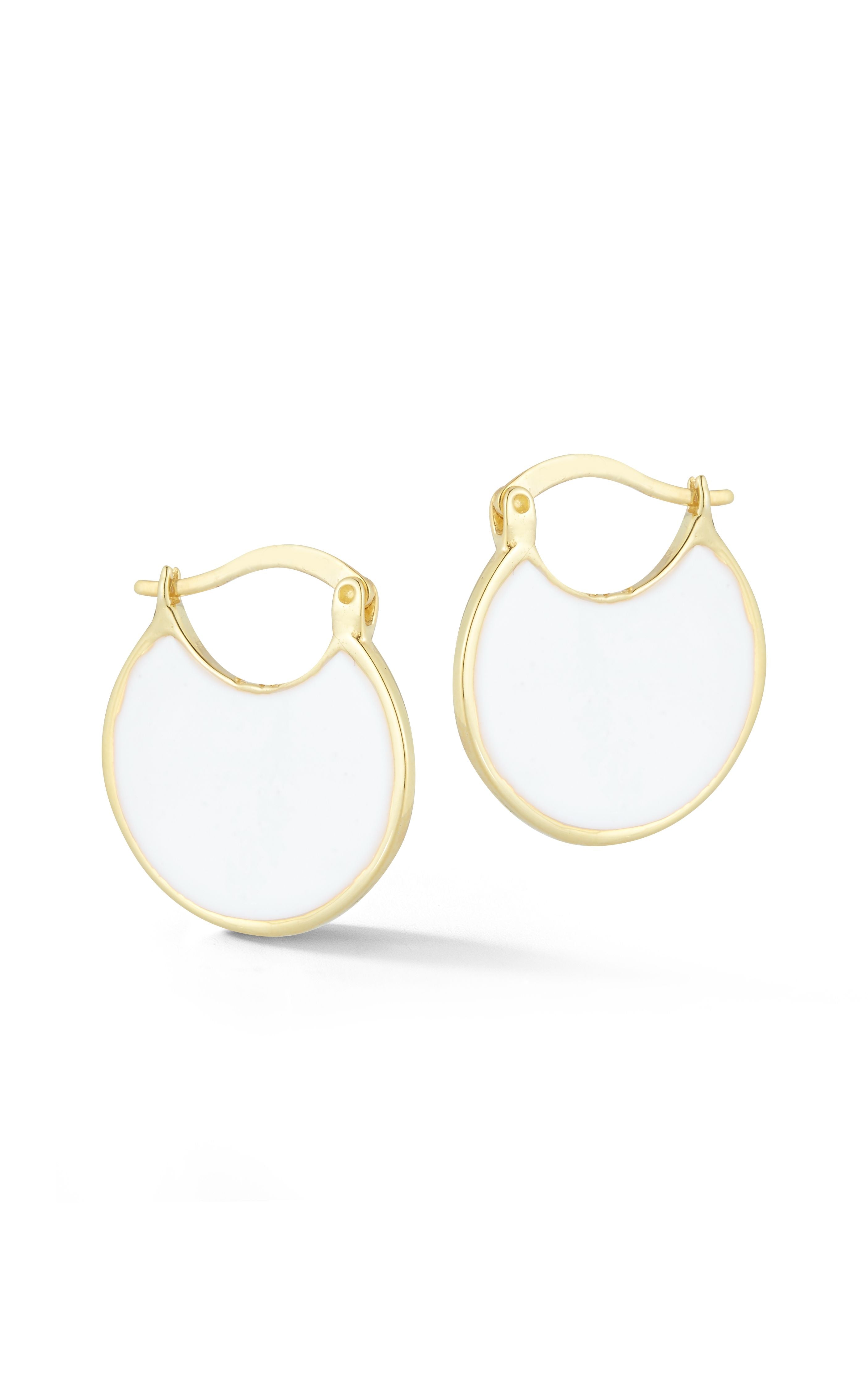  Relativity Enamel Hoop Earrings - Metallic Gold - Bonton