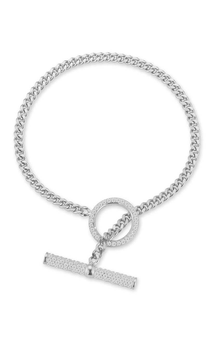  Relativity Curb Chain Bracelet With Oversized Toggle Clasp - Silver - Bonton