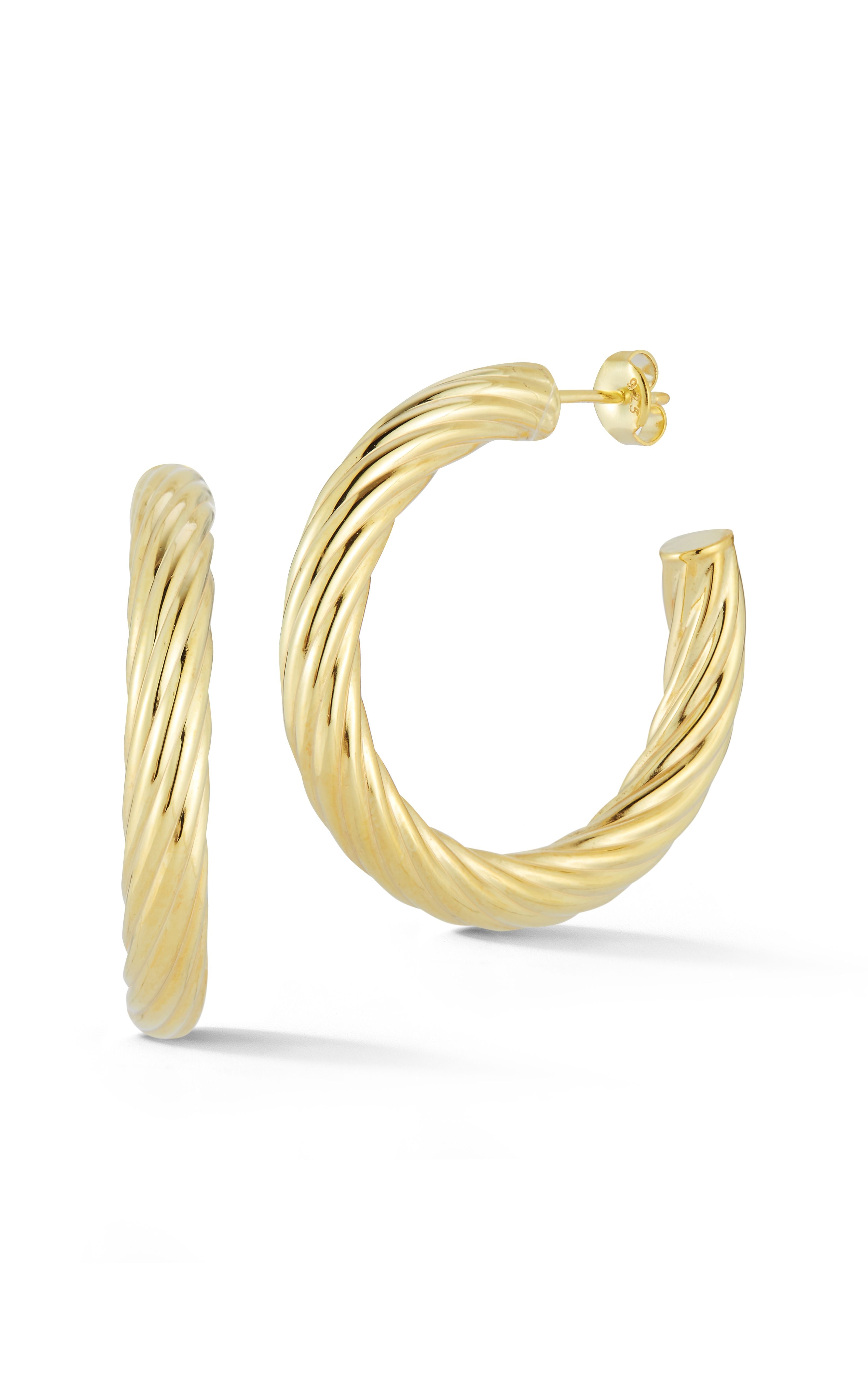  Relativity Thick Tube Twist Hoop Earrings - Gold - Bonton