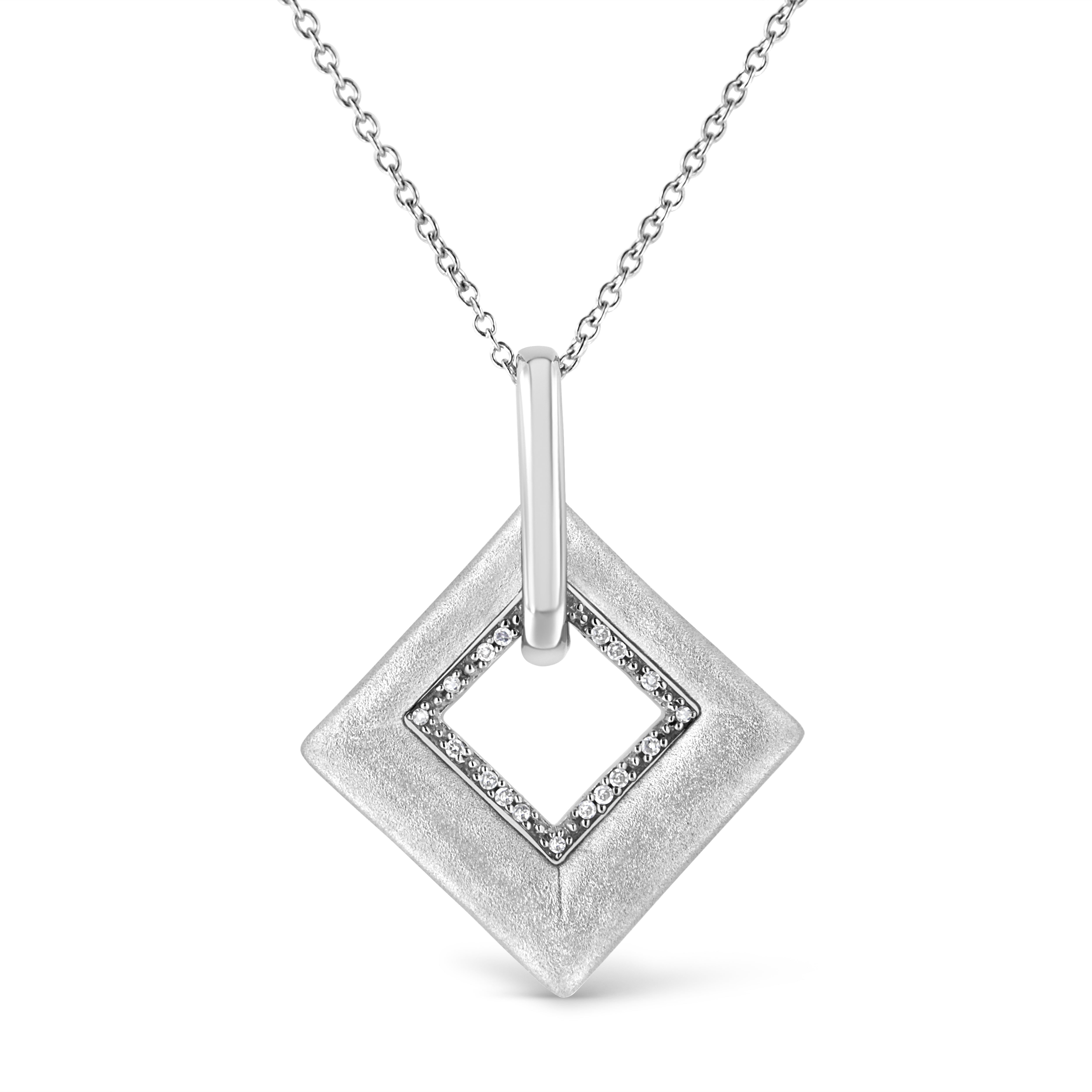  Haus of Brilliance .925 Sterling Silver Pave-Set Diamond Accent Kite Shape 18