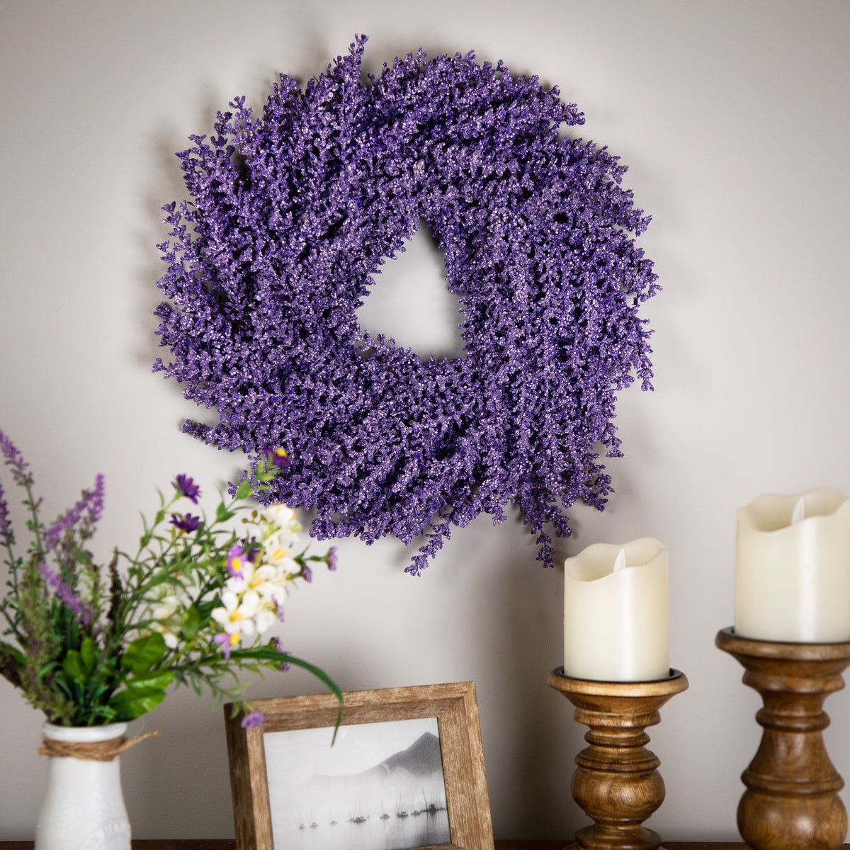  Northlight Lavender Artificial Floral Spring Wreath - 15