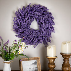 Lavender Artificial Floral Spring Wreath - 15" - Purple - Unlit