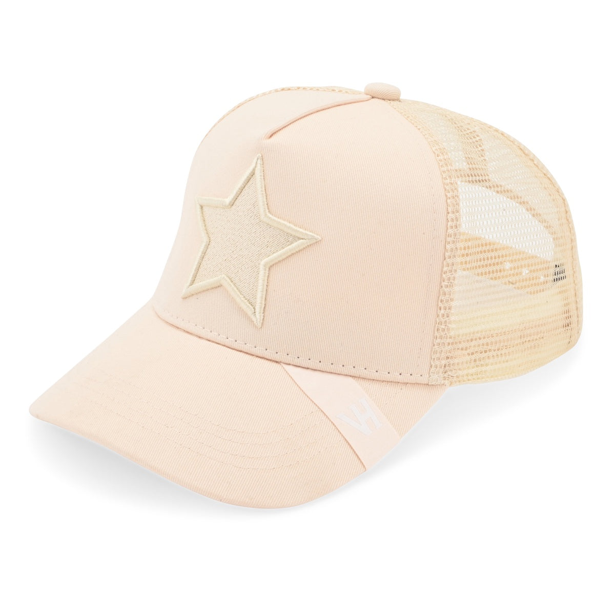  Vintage Havana Vintage Havana Trucker Hat for Women & Men – Cream Beige Mesh & Canvas Adjustable Cap With Embroidered Star - Default Title - Bonton
