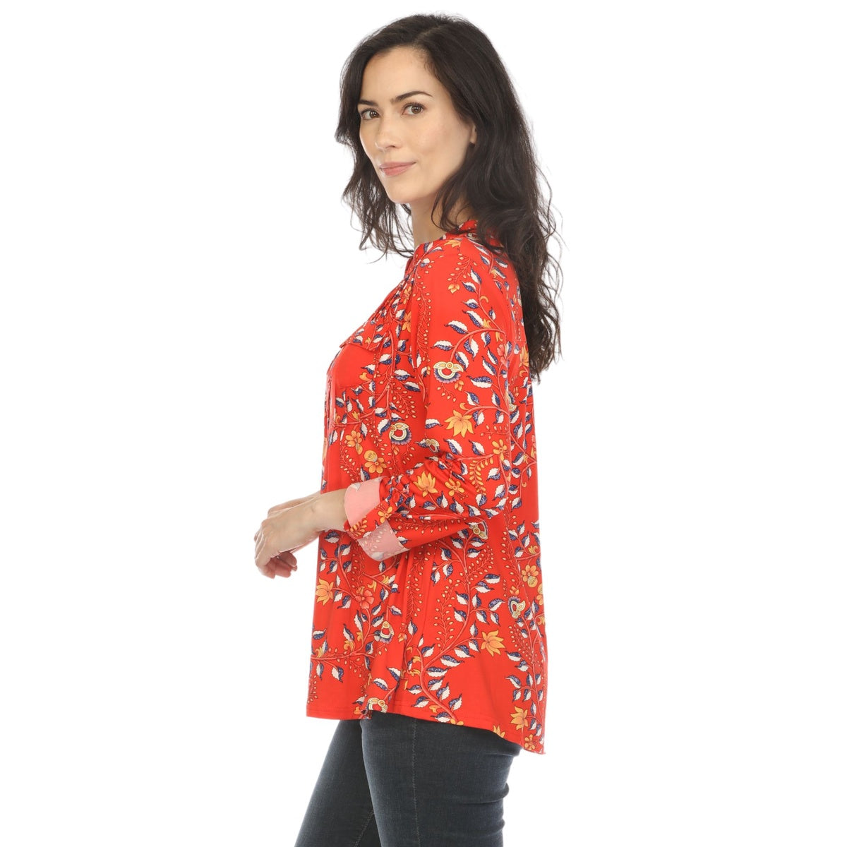  White Mark Women's Paisley Button Front Tunic Top - S - Bonton