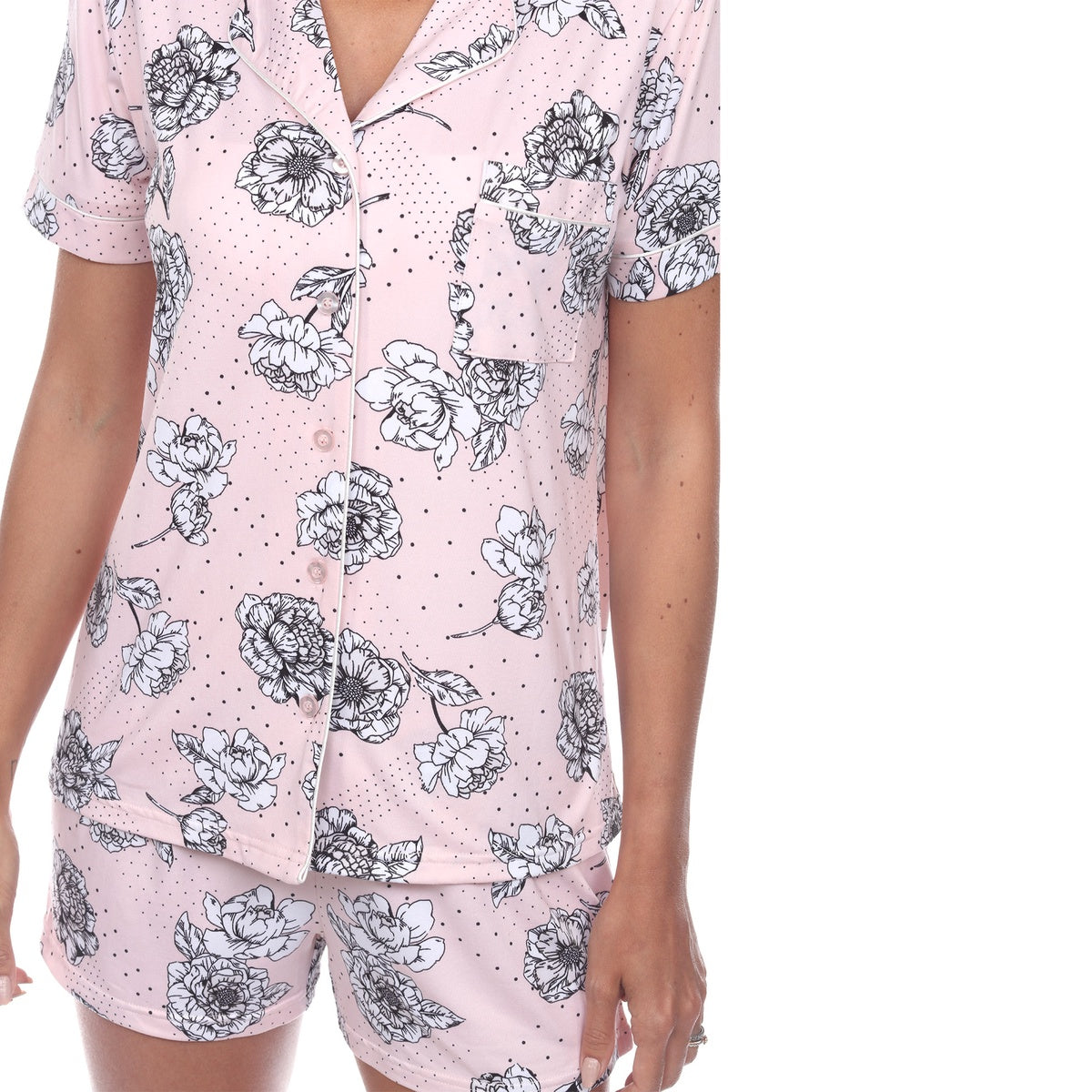  White Mark Women's Short Sleeve Floral Pajama Set - XL - Bonton