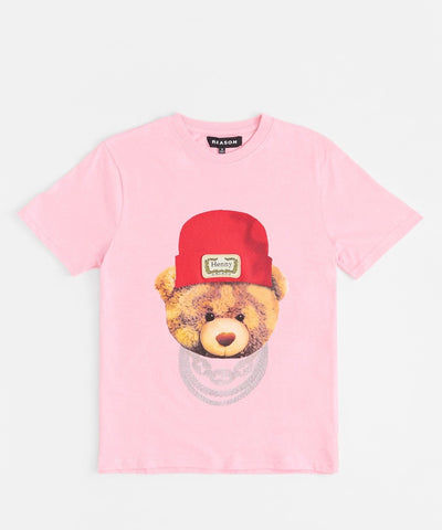 Teddy Rhinestone Short Sleeve Tee - Pink