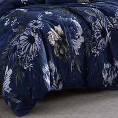 Delphine Blue 100% Cotton 5-Piece Reversible Comforter Set