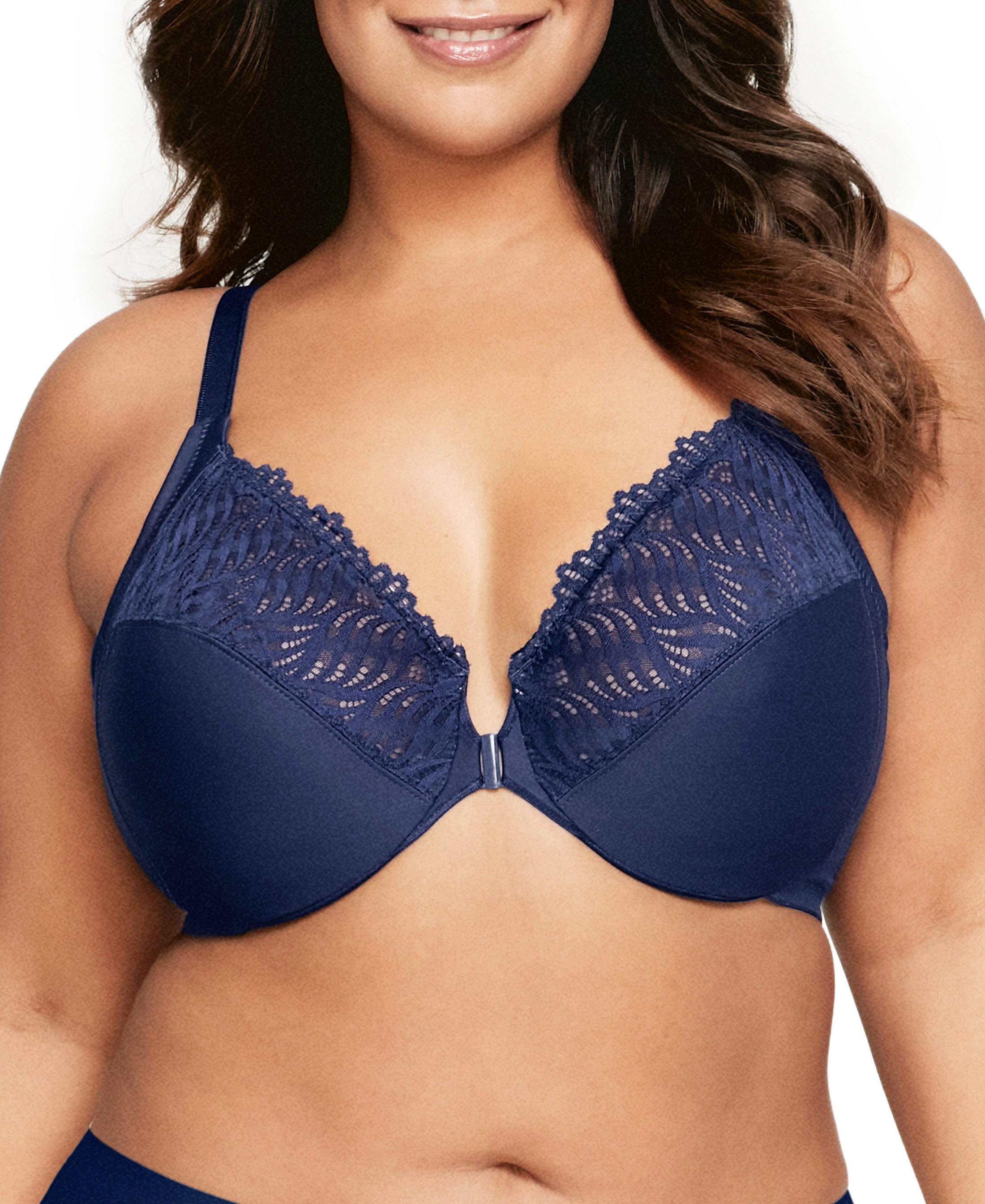  Glamorise Front-Close T-Back Wonderwire - Blue - Bonton