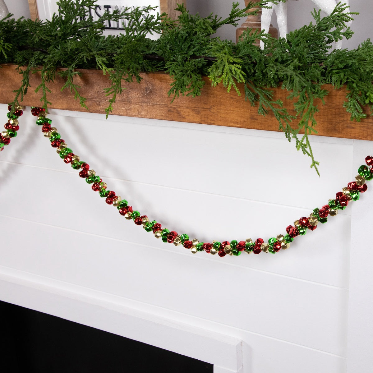  Northlight 5' Green  Gold and Red Jingle Bell Christmas Garland  Unlit - Default Title - Bonton