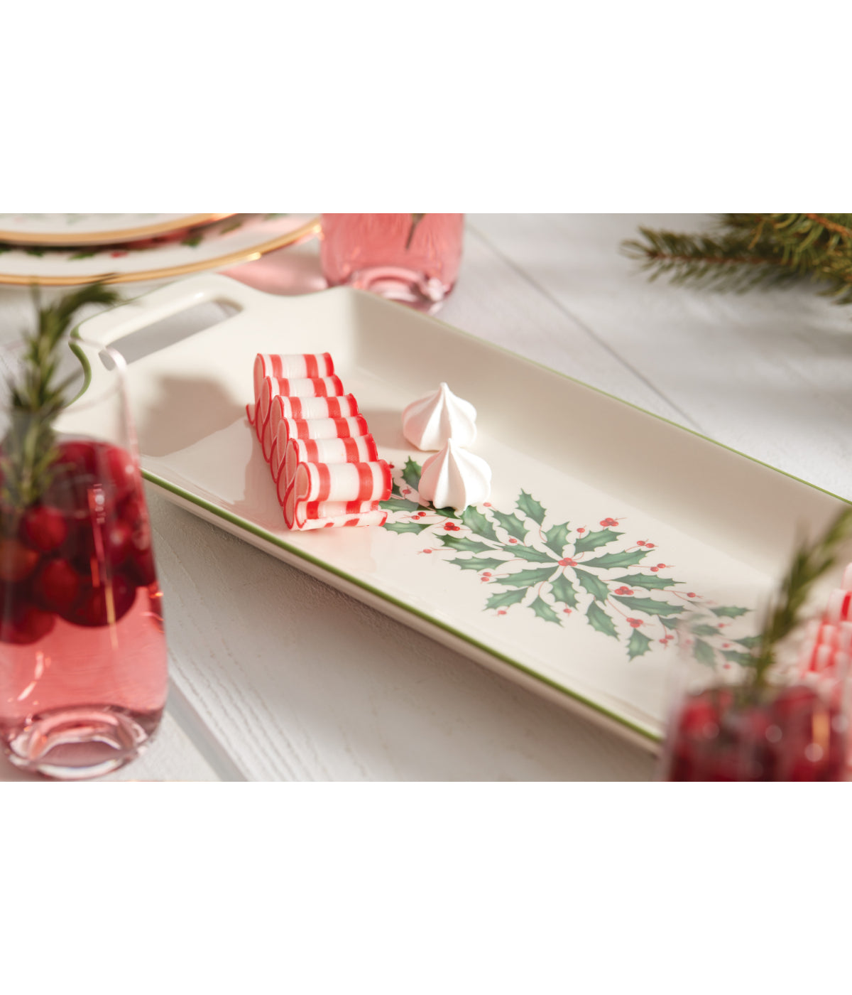  Lenox Holiday Handled Hors D'Oeuvres Tray - Ivory - Bonton